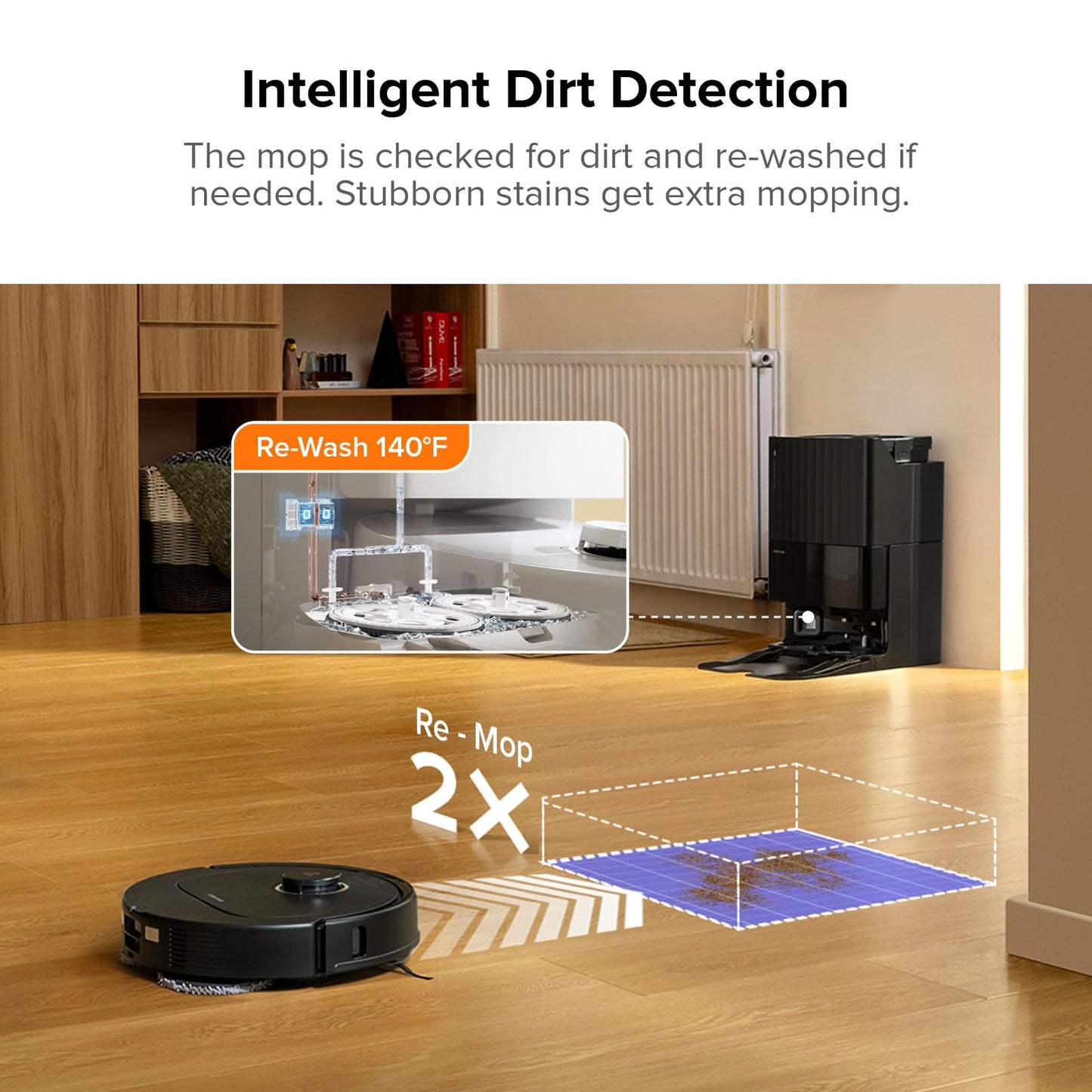 roborock Qrevo S5V Robot Vacuum and Mop, FlexiArm Edge Mopping, 12,000Pa Suction, Dual Zero-Tangle System, Smart Obstacle Avoidance, 10mm Mop Lifting, Auto Mop Washing&Drying, Self-Emptying&Refilling
