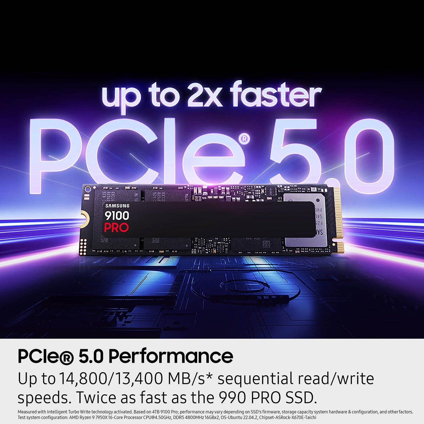 Samsung SSD 9100 PRO 4TB, PCIe 5.0x4 M.2 2280, Seq. Read Speeds Up to 14,800MB/s, Best for AI Computing, Gaming, and Heavy Duty Workstations (MZ VAP4T0B/AM)