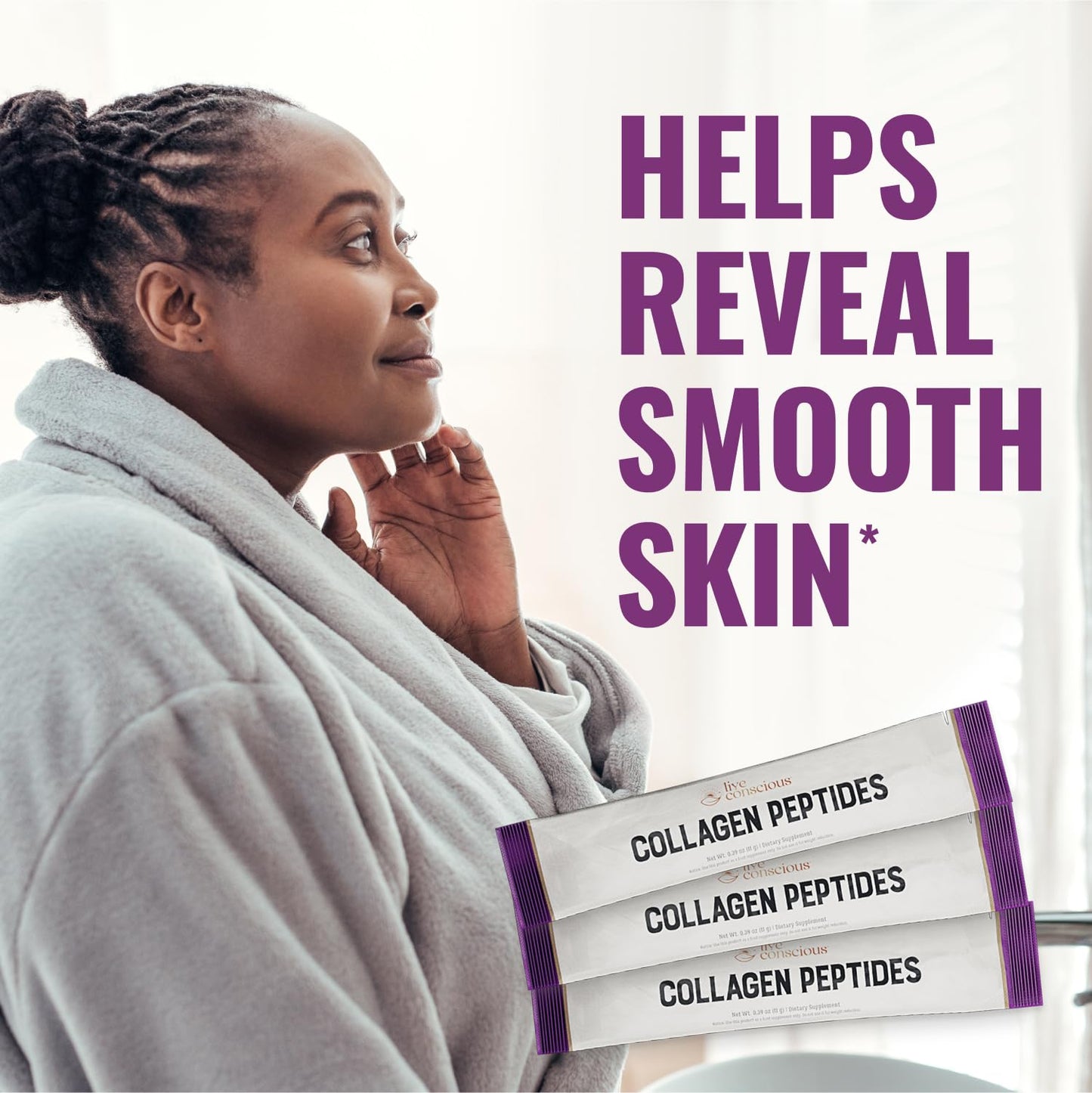 Live Conscious Collagen Peptides Powder - Naturally-Sourced Hydrolyzed Collagen Powder - Hair, Skin, Nail, and Joint Support - Type I & III Grass-Fed Collagen Supplements for Women and Men - 16oz