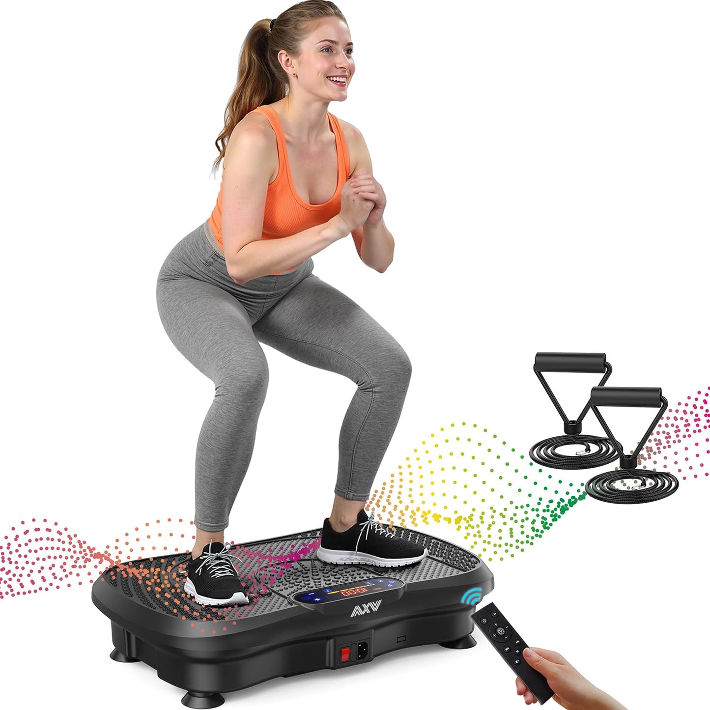 AXV Vibration Plate Fitness Platform Exercise Machine Vibrating Shaking Full Body Shaker Workout Vibrate Stand Shake Board Sport Gym for Weight Loss Fat Burner for Women Men