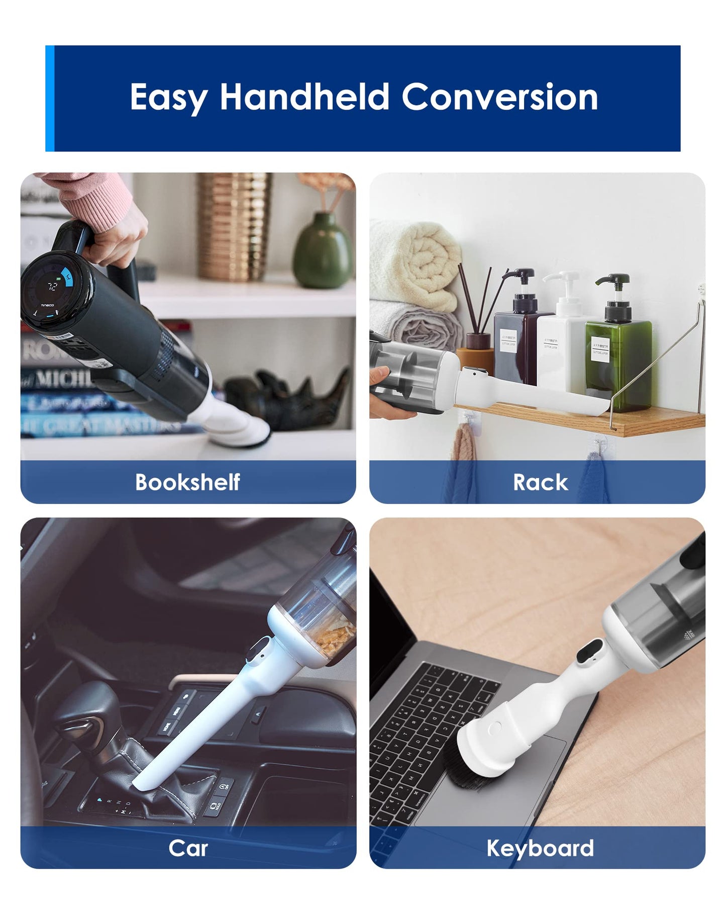 Tineco Floor ONE S5 Smart Cordless Wet Dry Vacuum Cleaner and Mop for Hard Floors, Digital Display, Long Run Time, Great for Sticky Messes and Pet Hair, Space-Saving Design, Blue