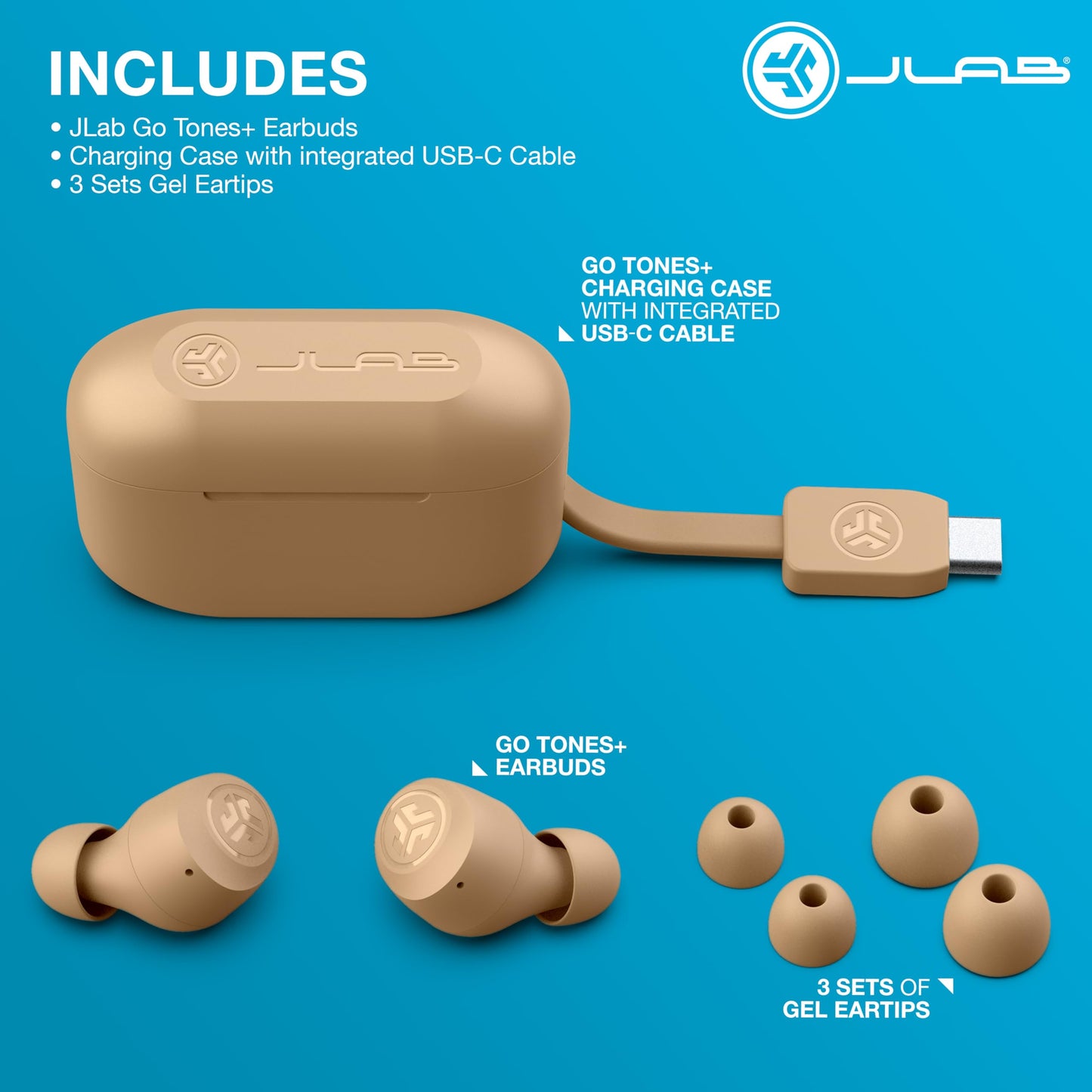 JLab Go Air Pop+ True Wireless Earbuds, in Ear Headphones, Bluetooth Earphones, 35H Playtime Ear Buds, Bluetooth Earbuds with Microphone, USB-C Charging Case, Dual Connect, EQ3 Sound, Black