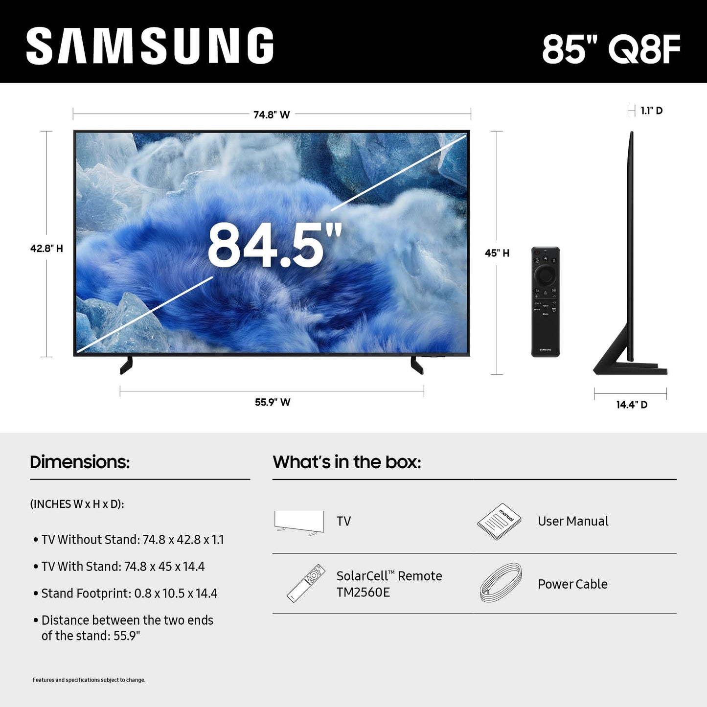 Samsung 65-Inch Class QLED Q8F 4K UHD Smart TV (2025 Model) Q4 AI Processor, 100% Color Volume with Quantum Dot, AirSlim Design, Endless Free Content, Samsung Vision AI, Alexa Built-in