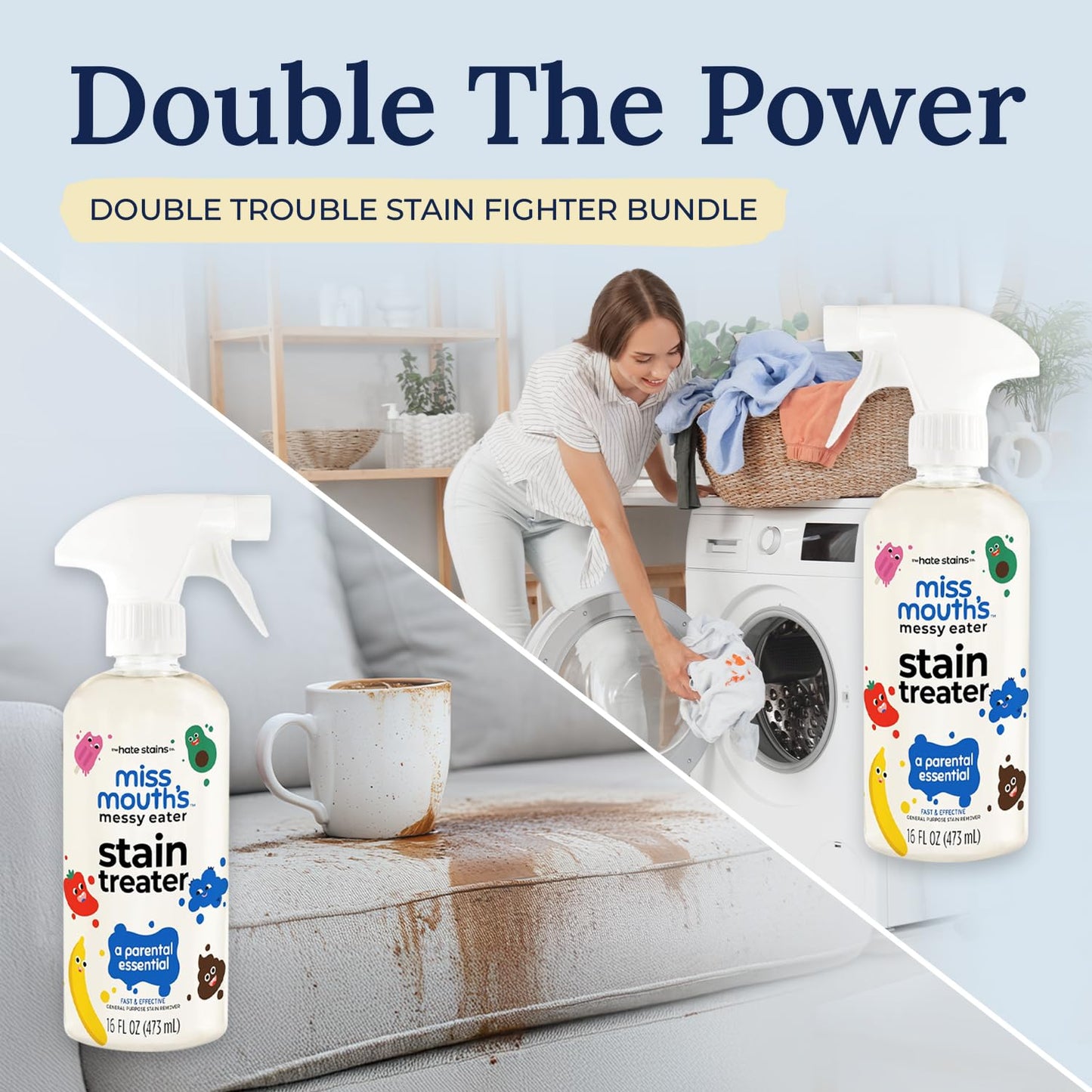 Miss Mouth's Messy Eater Stain Treater - 32oz Refill - Newborn & Baby Essentials - No Dry Cleaning Food, Grease, Coffee Off Laundry, Underwear, Fabric