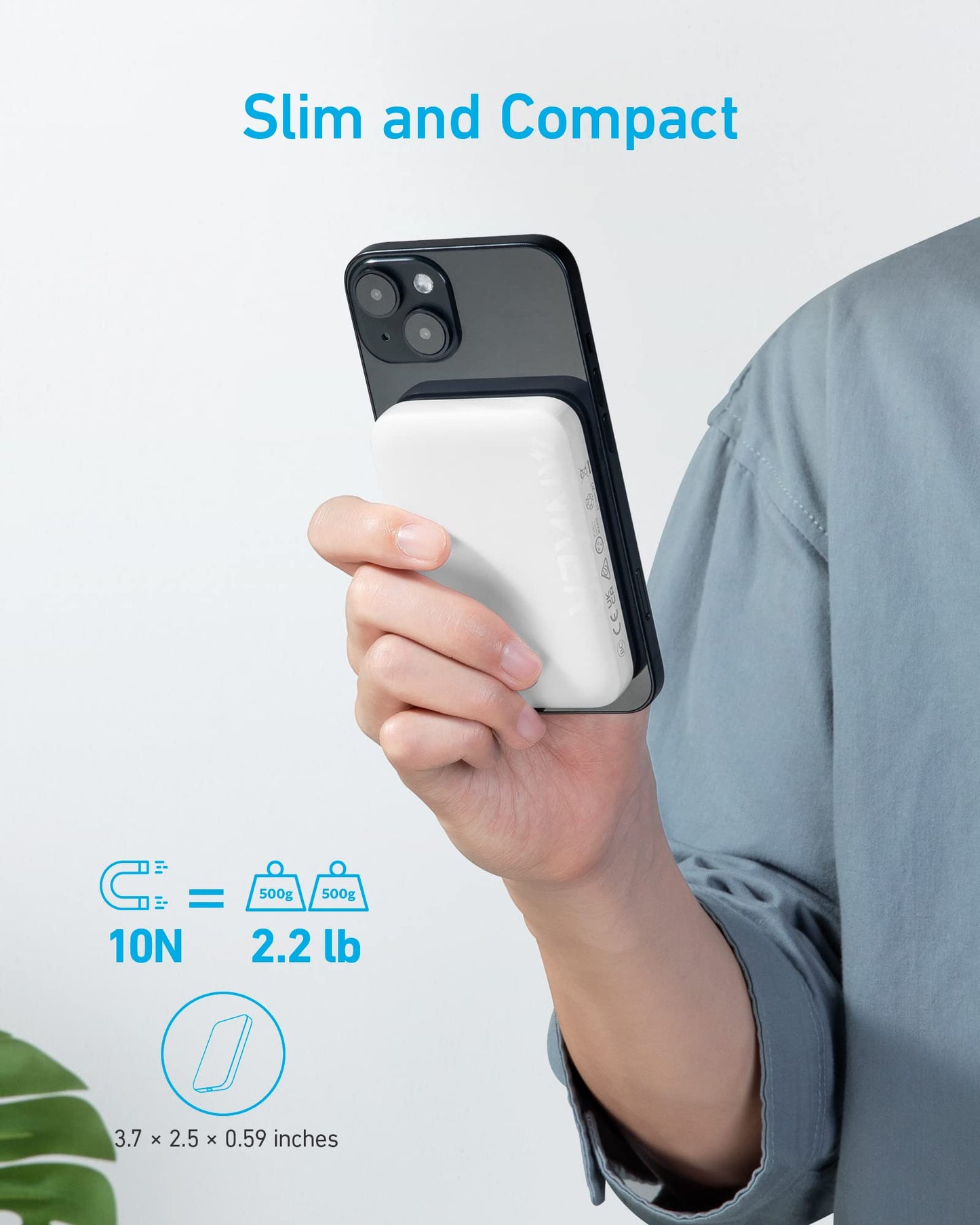 Anker 321 MagGo Battery (PowerCore Magnetic 5K), 5,000mAh Magnetic Wireless Portable Charger, Compatible with iPhone 15/15 Plus/15 Pro/15 Pro Max, iPhone 14/13/12 Series（Black）