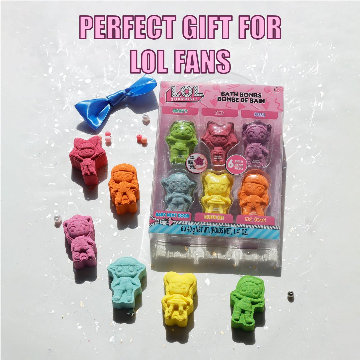 Hot Wheels 6 Piece Bath Bombs for Kids, Bubble Gum Scented, Bath Toys for Kids, Ages 3+, by Townley Girl