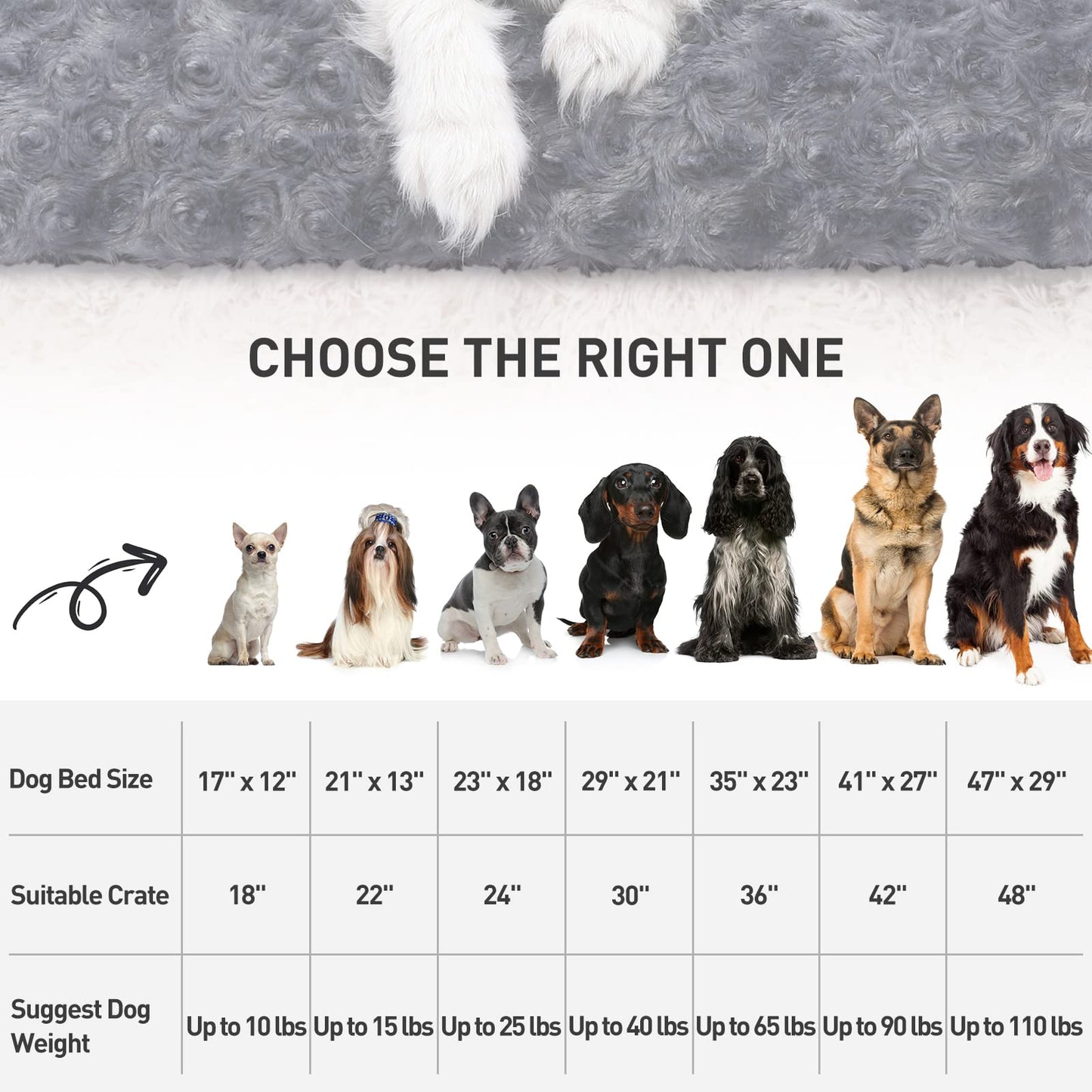 KSIIA Washable Dog Bed Deluxe Plush Dog Crate Beds Comfy Kennel Pad Anti-Slip Pet Sleeping Mat for Large, Jumbo, Medium, Small Dogs Breeds, 35" x 23", Gray