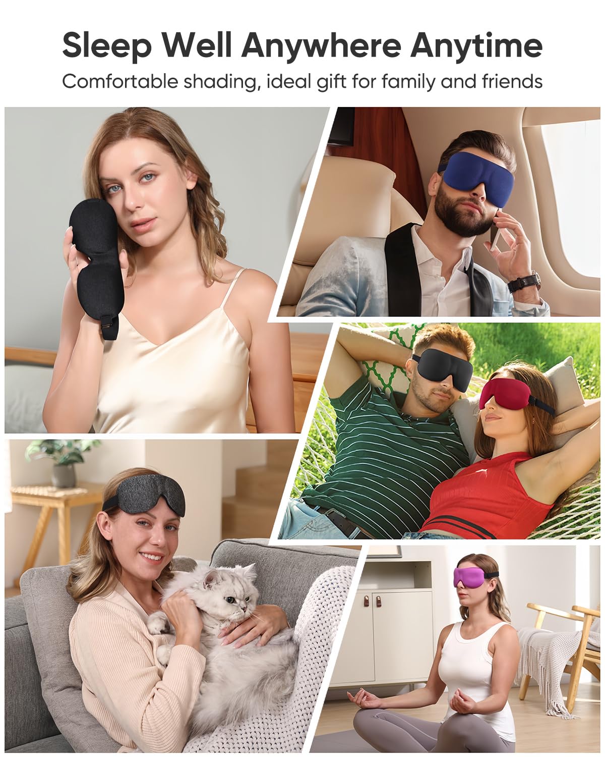 LKY DIGITAL Sleep Mask for Side Sleeper 3 Pack, Blackout 3D Eye Mask for Sleeping, Night Blindfold for Men Women