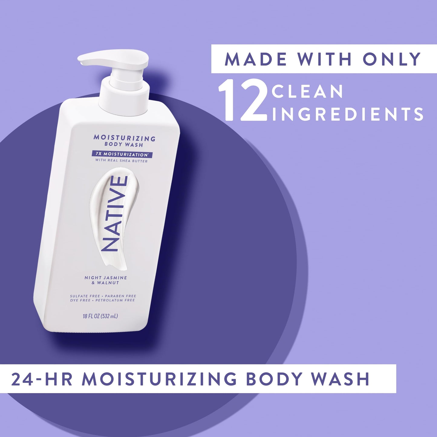 Native Moisturizing Body Wash Contains Naturally Derived Ingredients | for Women & Men, Sulfate, Paraben, & Dye Free Leaving Skin Soft & Hydrated | Cocoa Butter & Vanilla 18 oz