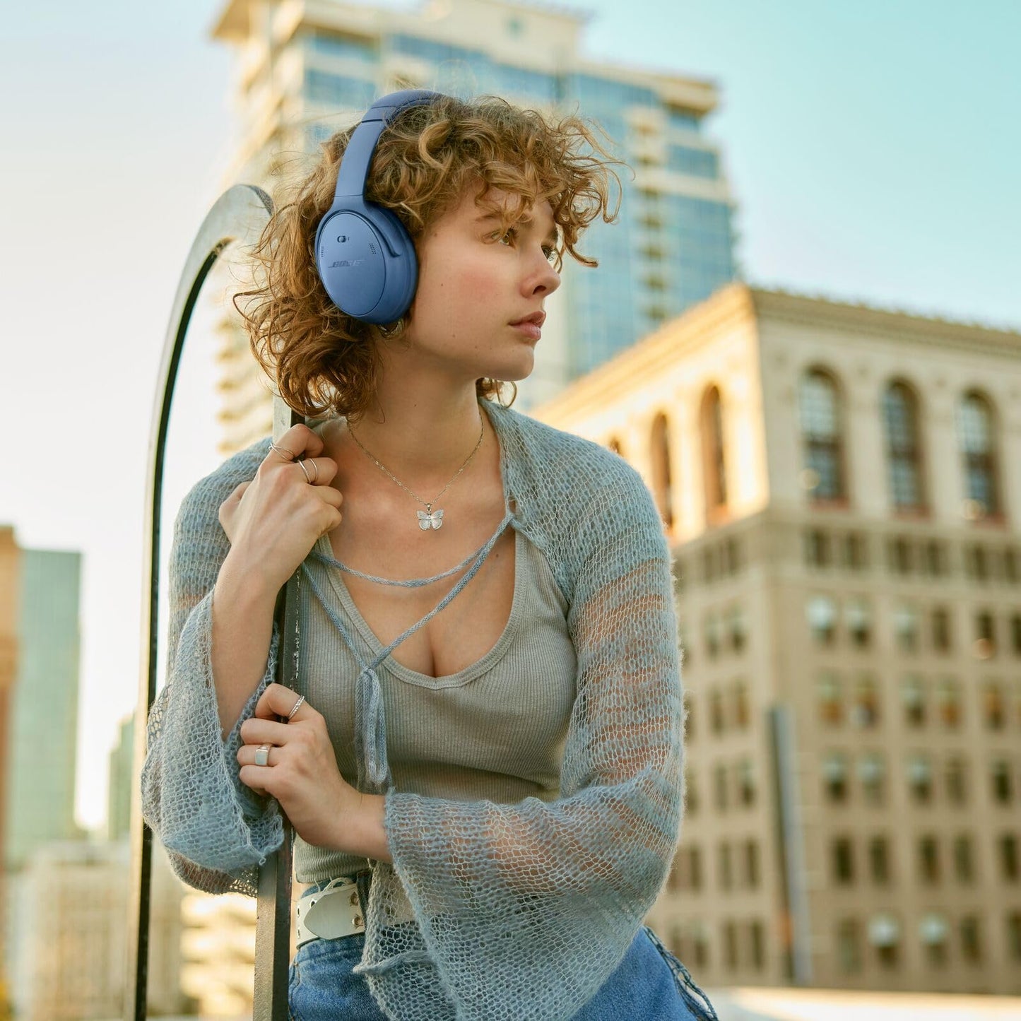 Bose QuietComfort Headphones - Wireless Bluetooth Headphones, Active Over Ear Noise Cancelling and Mic, USB-C Charging, Deep Bass, Up to 24 Hours of Playtime, Twilight Blue - Limited Edition Color