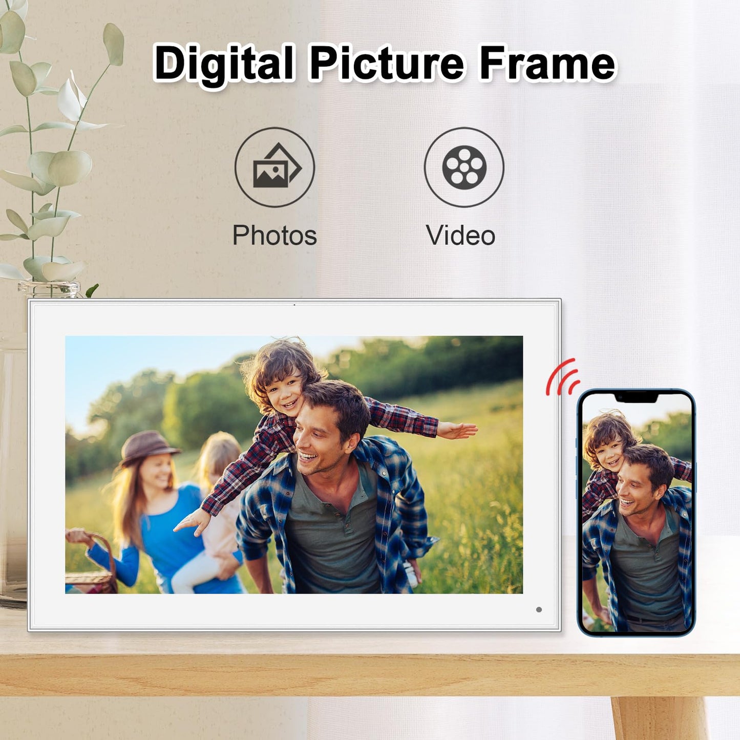 32GB FRAMEO 10.1 Inch Smart WiFi Digital Photo Frame 1280x800 IPS LCD Touch Screen, Auto-Rotate Portrait and Landscape, Built in 32GB Memory, Share Moments Instantly via Frameo App from Anywhere
