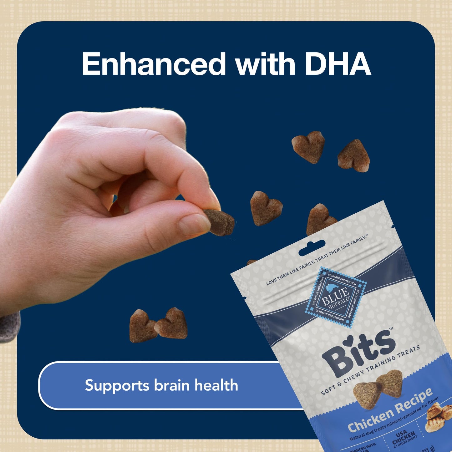 Blue Buffalo Bits Soft Dog Treats for Training, Made With Natural Ingredients & Enhanced with DHA, Chicken Recipe, 19-oz Bag