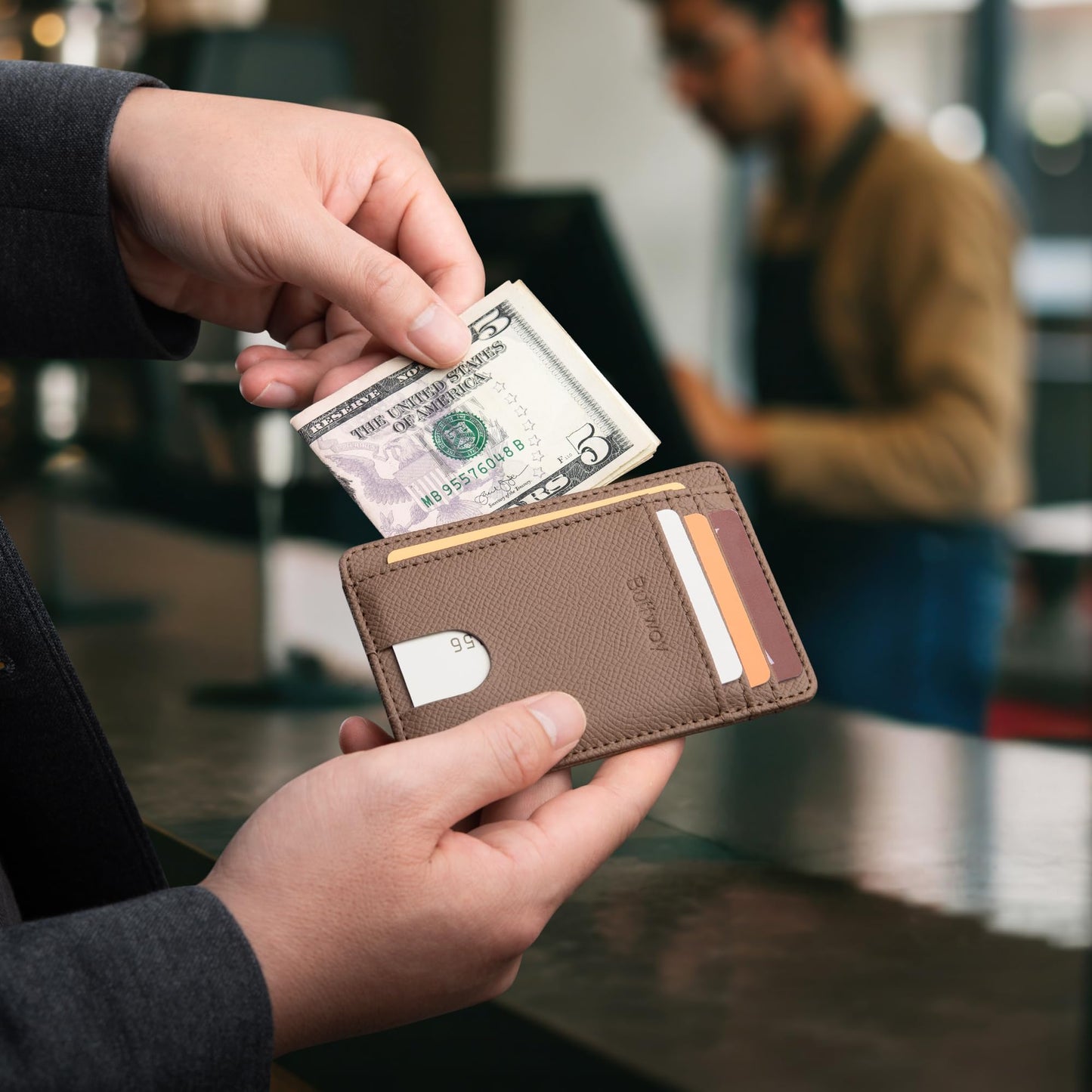 Buffway Slim Minimalist Front Pocket RFID Blocking Leather Wallets for Men and Women - Alaska Black