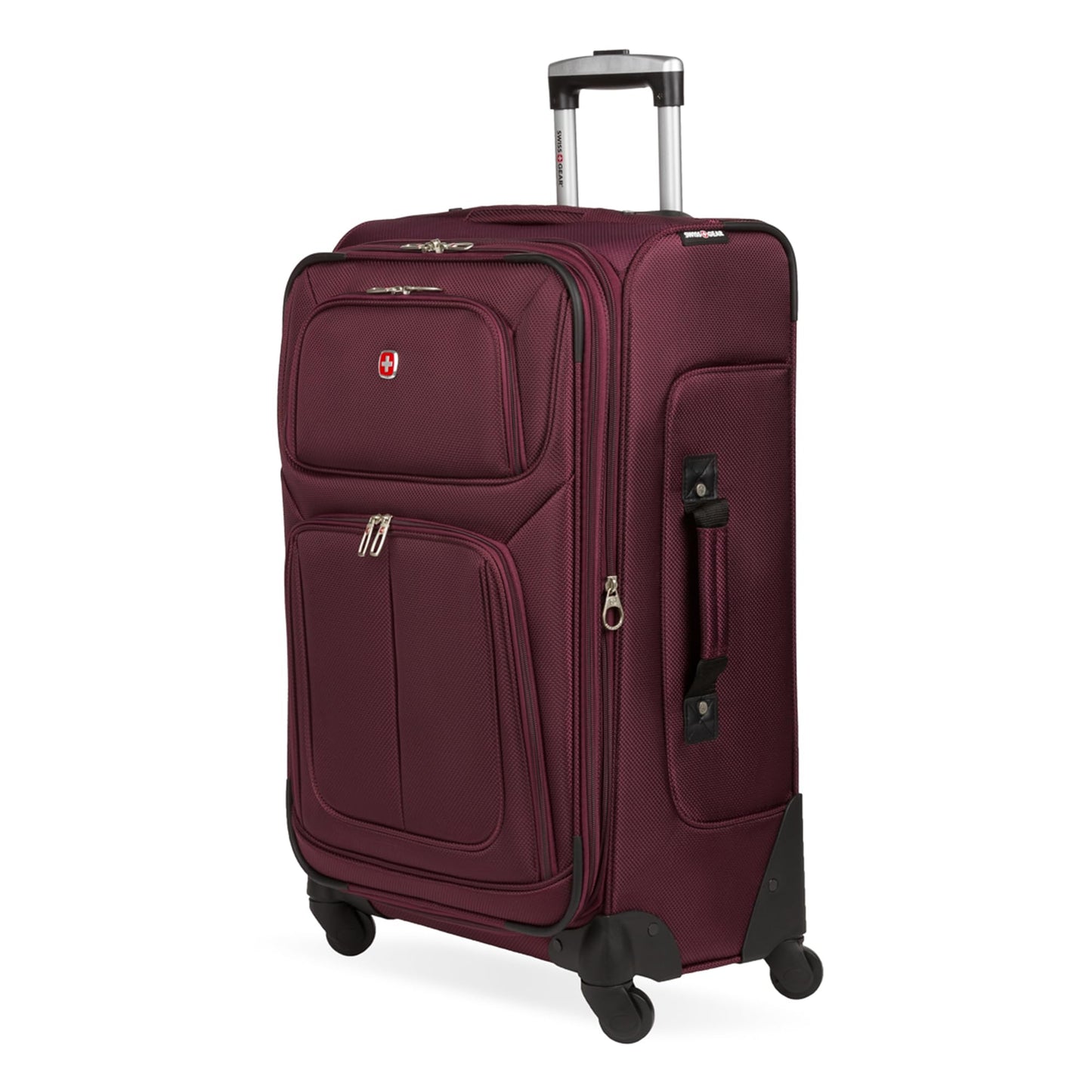 SwissGear Sion Softside Expandable Luggage – Medium Checked Suitcase with 360 Degree Wheels & Retractable Handle – 25 Inch, Perfect for 1-7 Night Trips – Blue