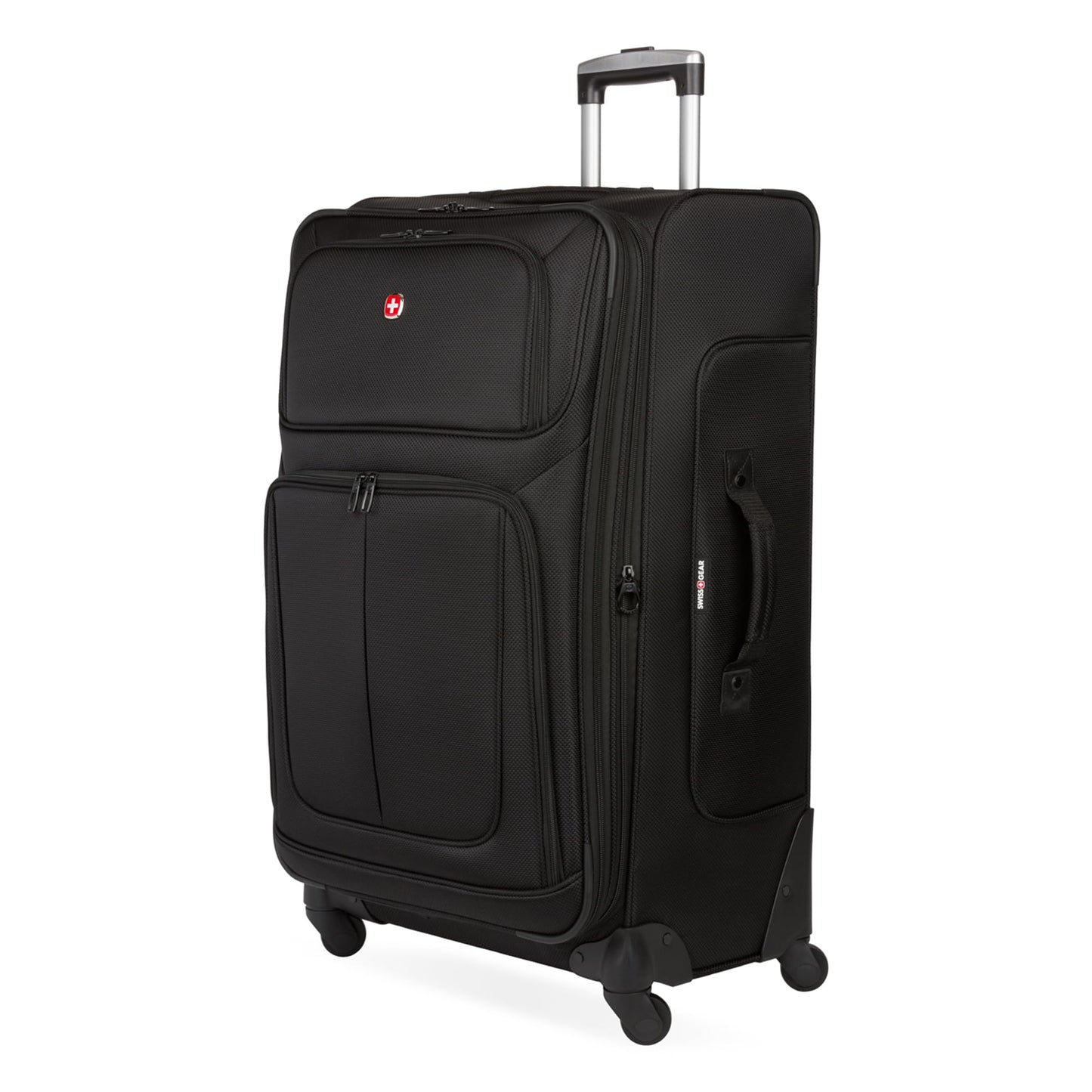 SwissGear Sion Softside Expandable Luggage – Medium Checked Suitcase with 360 Degree Wheels & Retractable Handle – 25 Inch, Perfect for 1-7 Night Trips – Blue