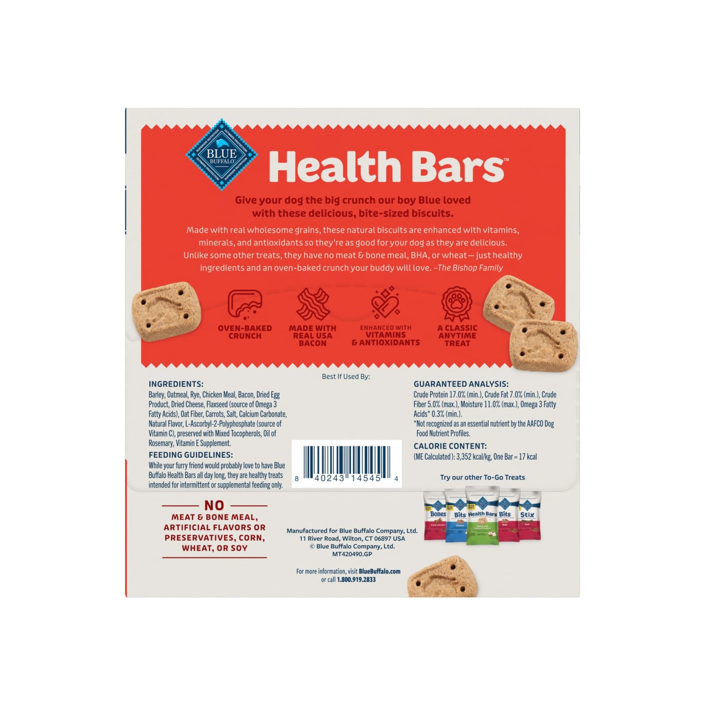 Blue Buffalo Health Bars Crunchy Dog Biscuits, Oven-Baked With Natural Ingredients, Pumpkin & Cinnamon, 16-oz Bag