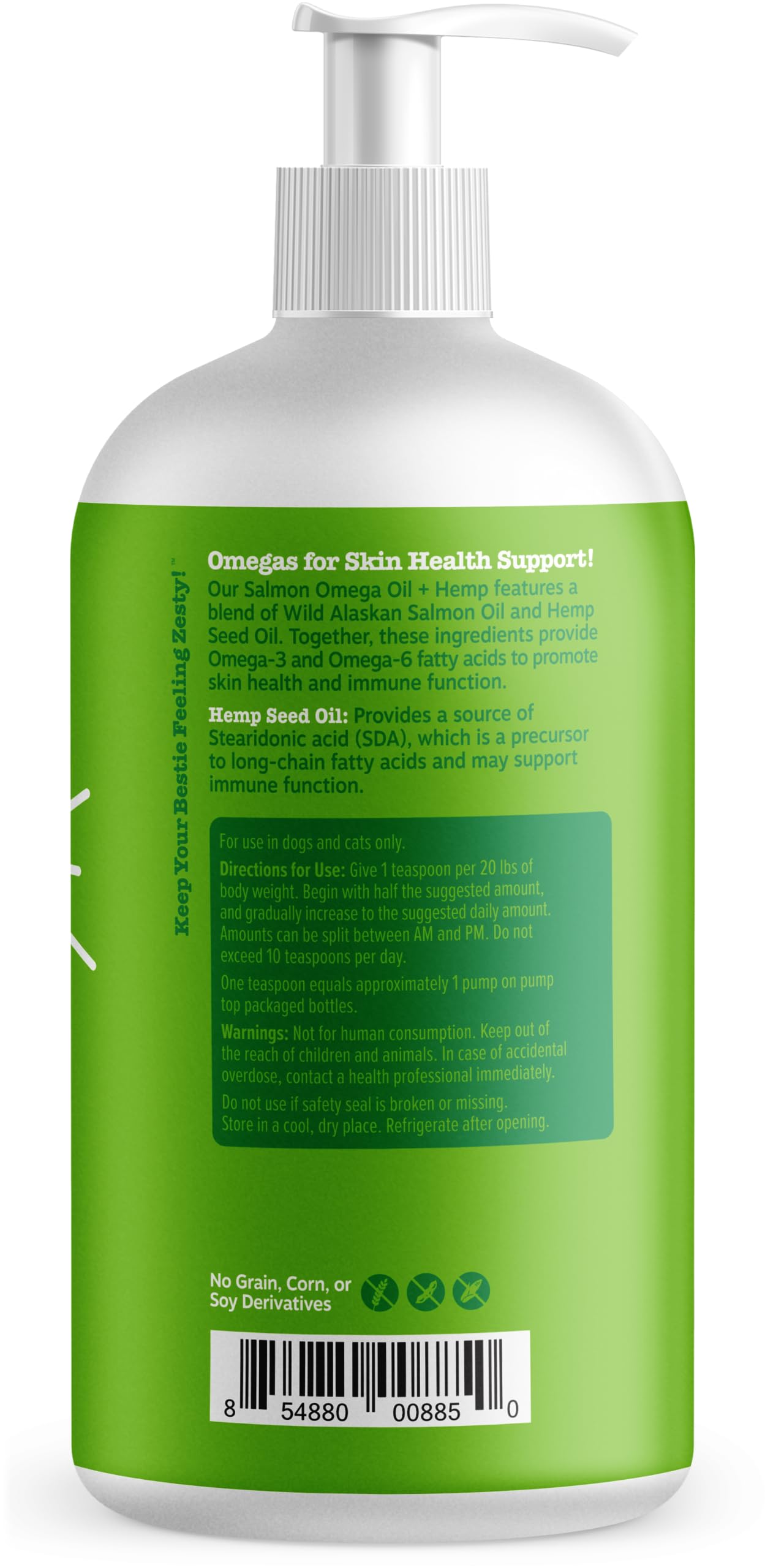 Zesty Paws Wild Alaskan Omega-3 Blend Pollock + Salmon Oil for Dogs and Cats- Skin and Coat Support, Omega 3 Supplement for Pets, 8.5oz