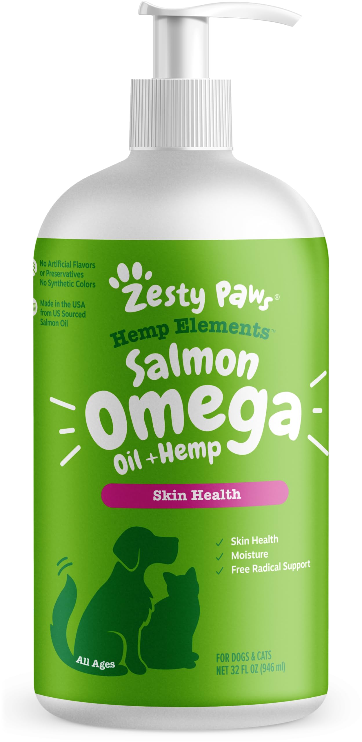 Zesty Paws Wild Alaskan Omega-3 Blend Pollock + Salmon Oil for Dogs and Cats- Skin and Coat Support, Omega 3 Supplement for Pets, 8.5oz