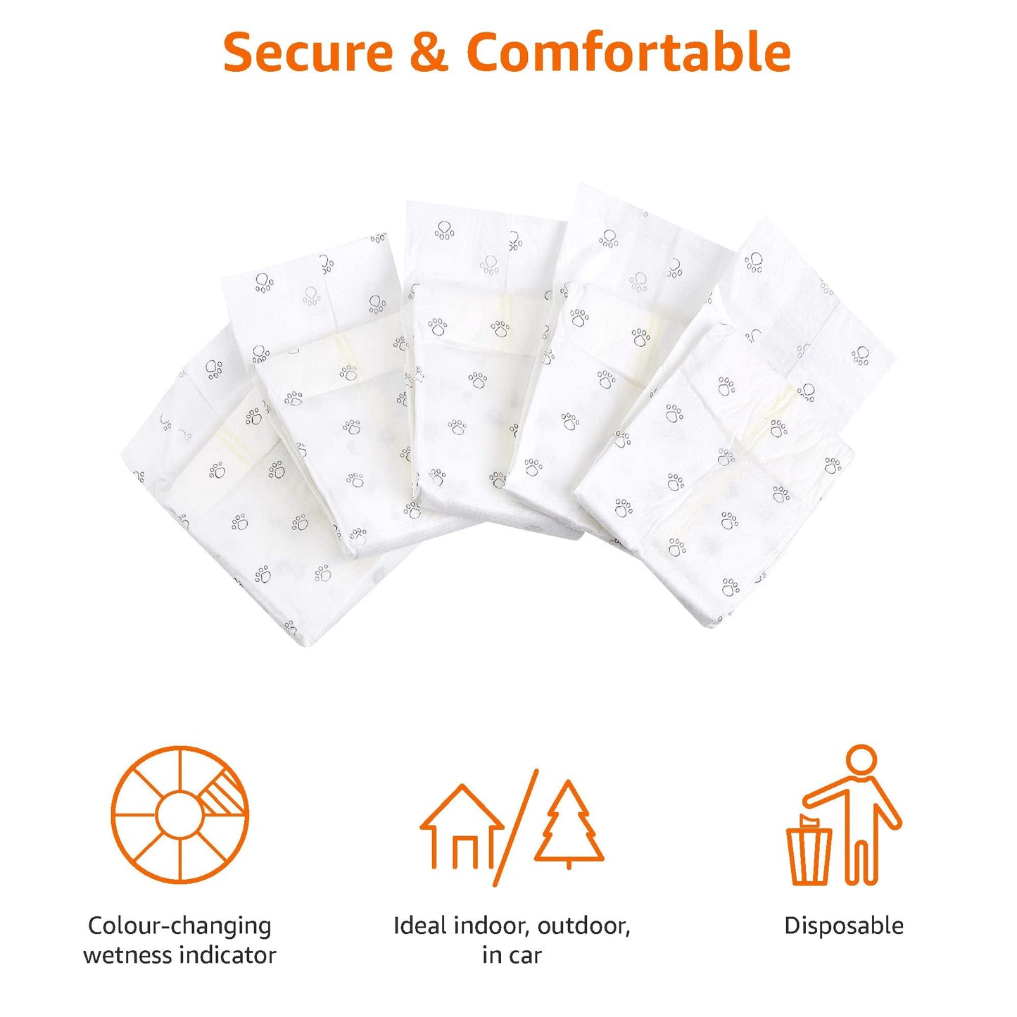 Amazon Basics Male Dog Diapers, 30 Count, Small, Ultra Absorbent Disposable Wrap with Secure Fit, Leakproof and Comfortable