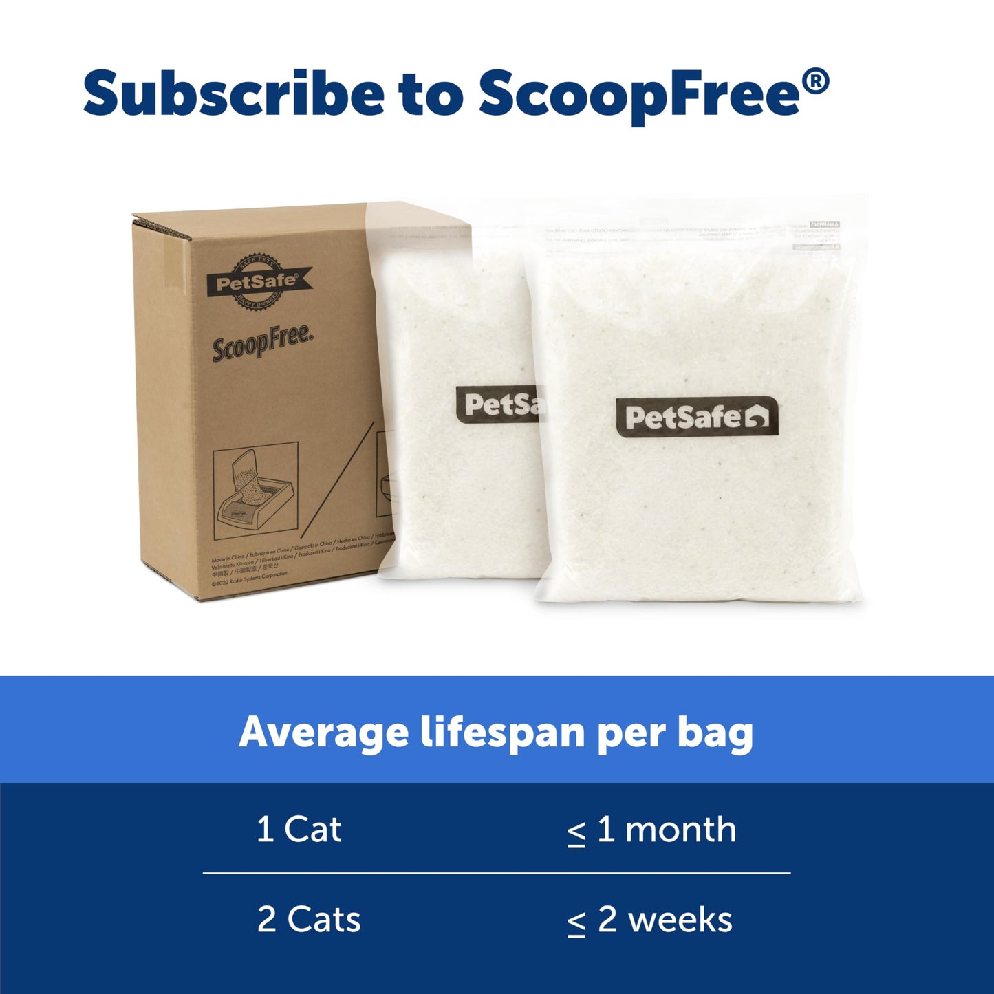 PetSafe ScoopFree Premium Crystal Cat Litter - Outperforms Clay Litter - Refill Packs - Reusable Tray Compatible - Fresh Scent - 4.3 lb Bags - 2 Pack