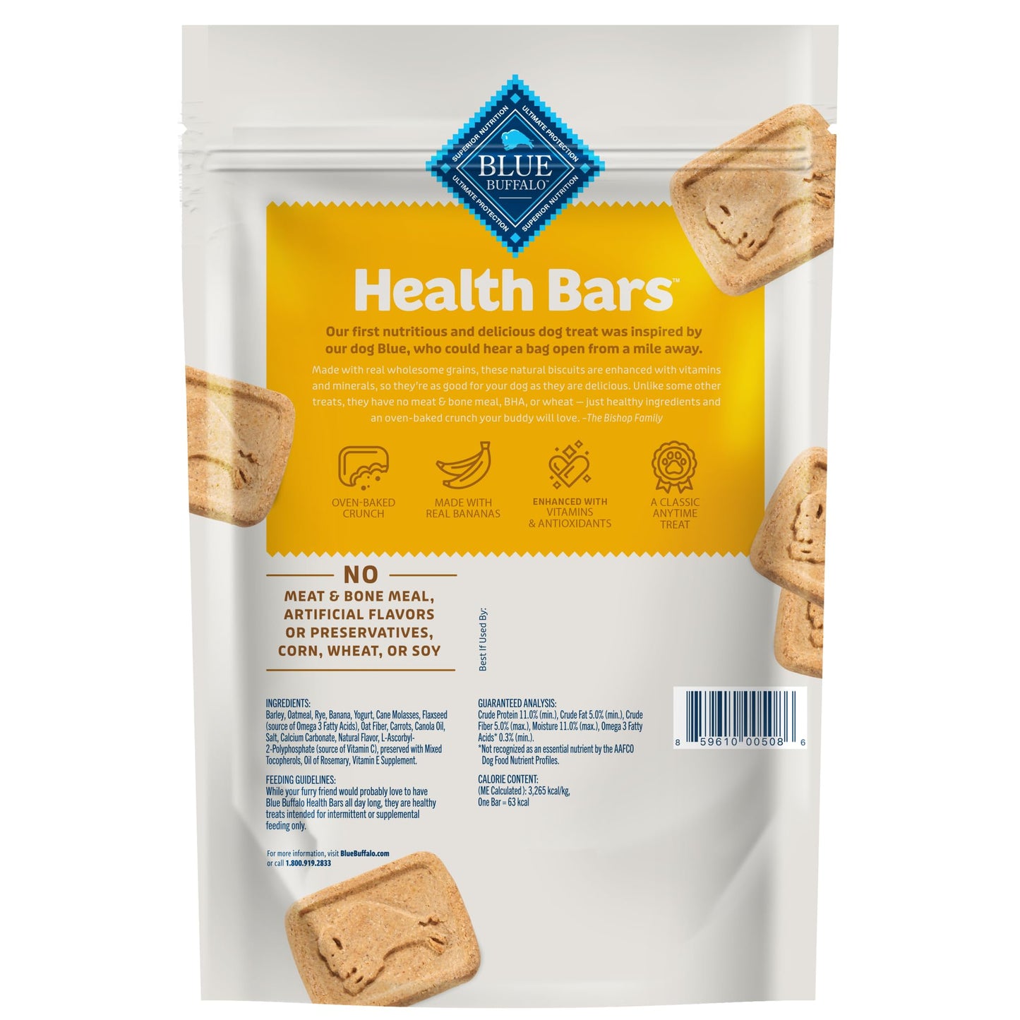 Blue Buffalo Health Bars Crunchy Dog Biscuits, Oven-Baked With Natural Ingredients, Pumpkin & Cinnamon, 16-oz Bag
