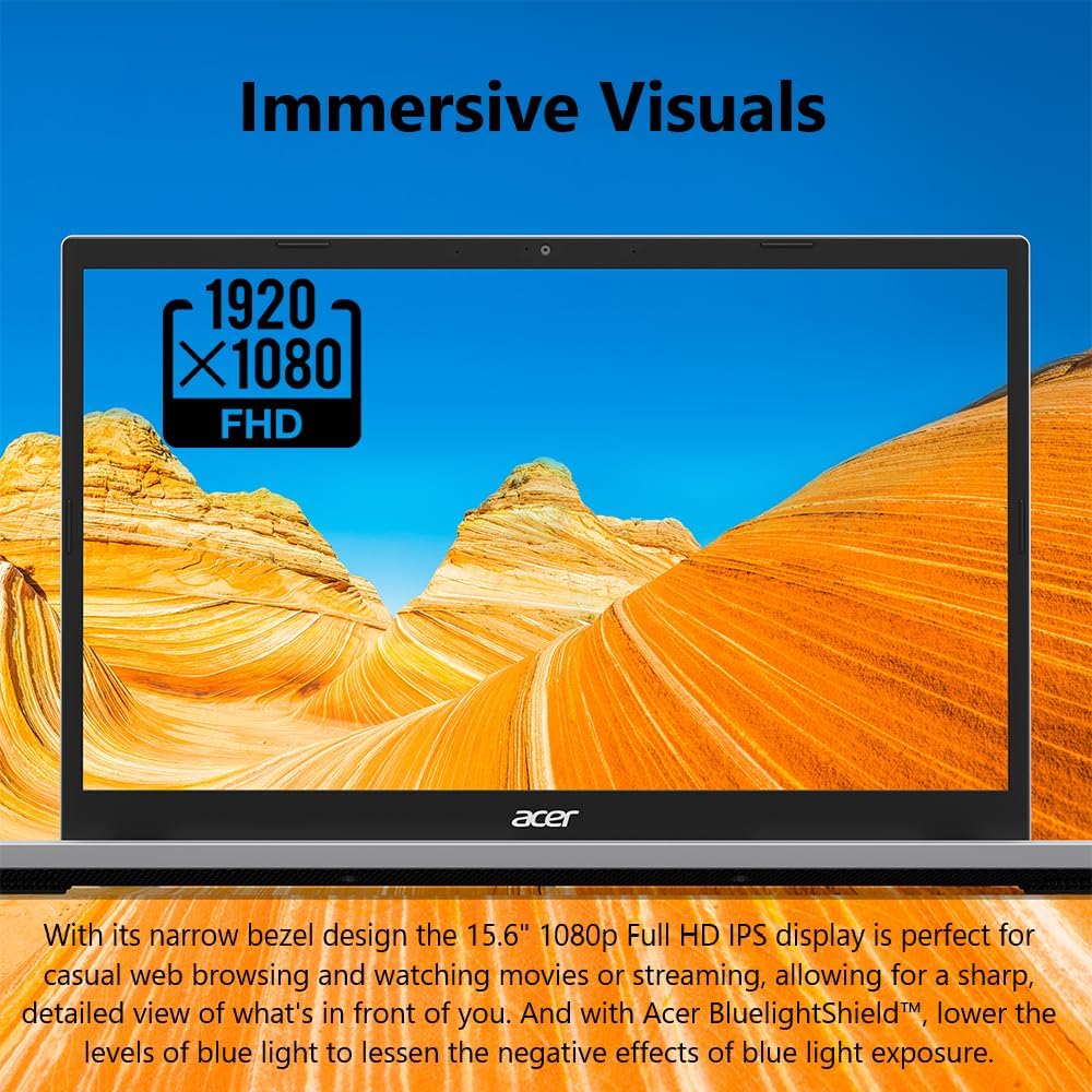 Acer Aspire Go 15 AI Ready Laptop | 15.6" FHD (1920 x 1080) IPS Display | Intel Core 3 Processor N355 | Intel Graphics | 8GB DDR5 | 128GB UFS | Wi-Fi 6 | Windows 11 Home in S Mode | AG15-32P-39R2