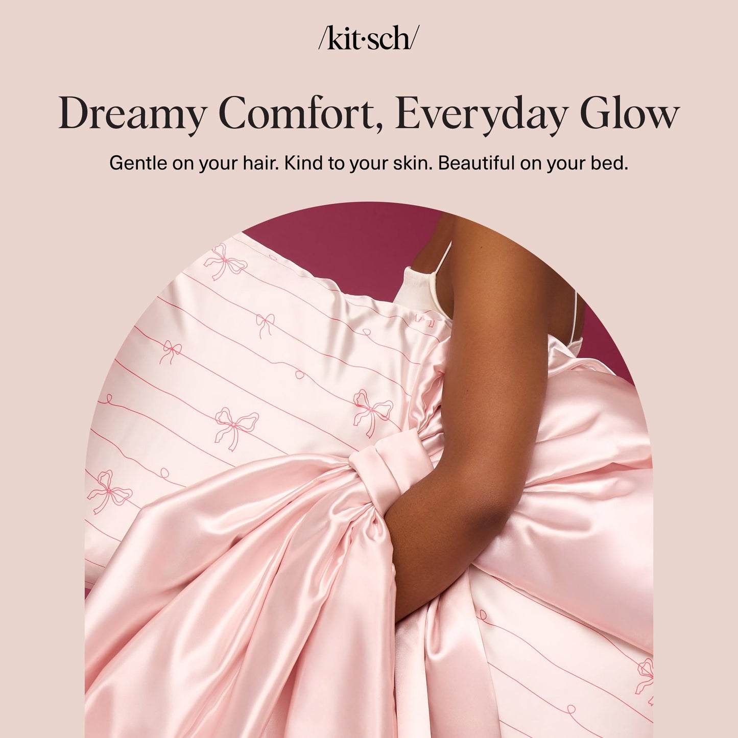 Kitsch Satin Pillowcase, Softer Than Silk Pillow Cases Queen, Cooling Pillow Covers, Satin Pillowcase w/Zipper for Hair, Skin & Quality Sleep, Wrinkle-Free & Smooth, Queen Size 19"x26", Cherry Print