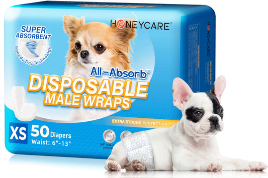 HONEY CARE All-Absorb A26 Male Dog Wrap, 50 Count, Small