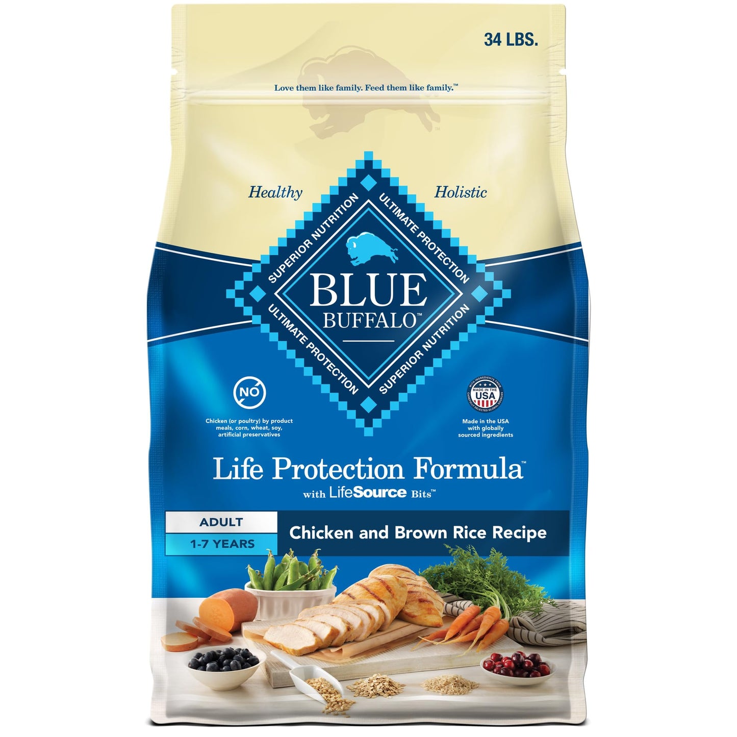 Blue Buffalo Life Protection Formula Natural Adult Dry Dog Food, Chicken and Brown Rice 5-lb Trial Size Bag