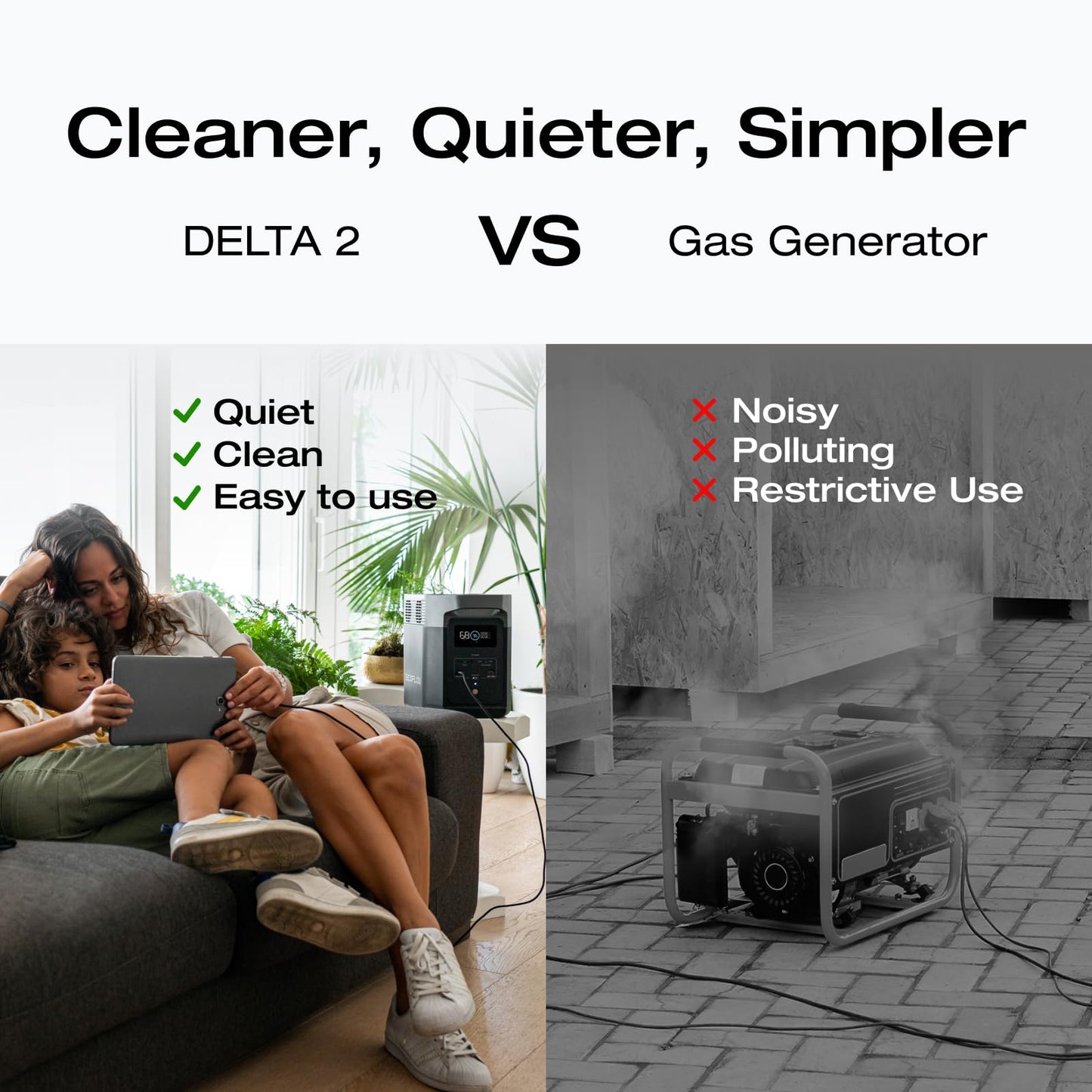 EF ECOFLOW Portable Power Station DELTA 2, 1024Wh LiFePO4 (LFP) Battery, 1800W AC/100W USB-C Output, Solar Generator(Solar Panel Optional) for Home Backup Power, Camping & RVs