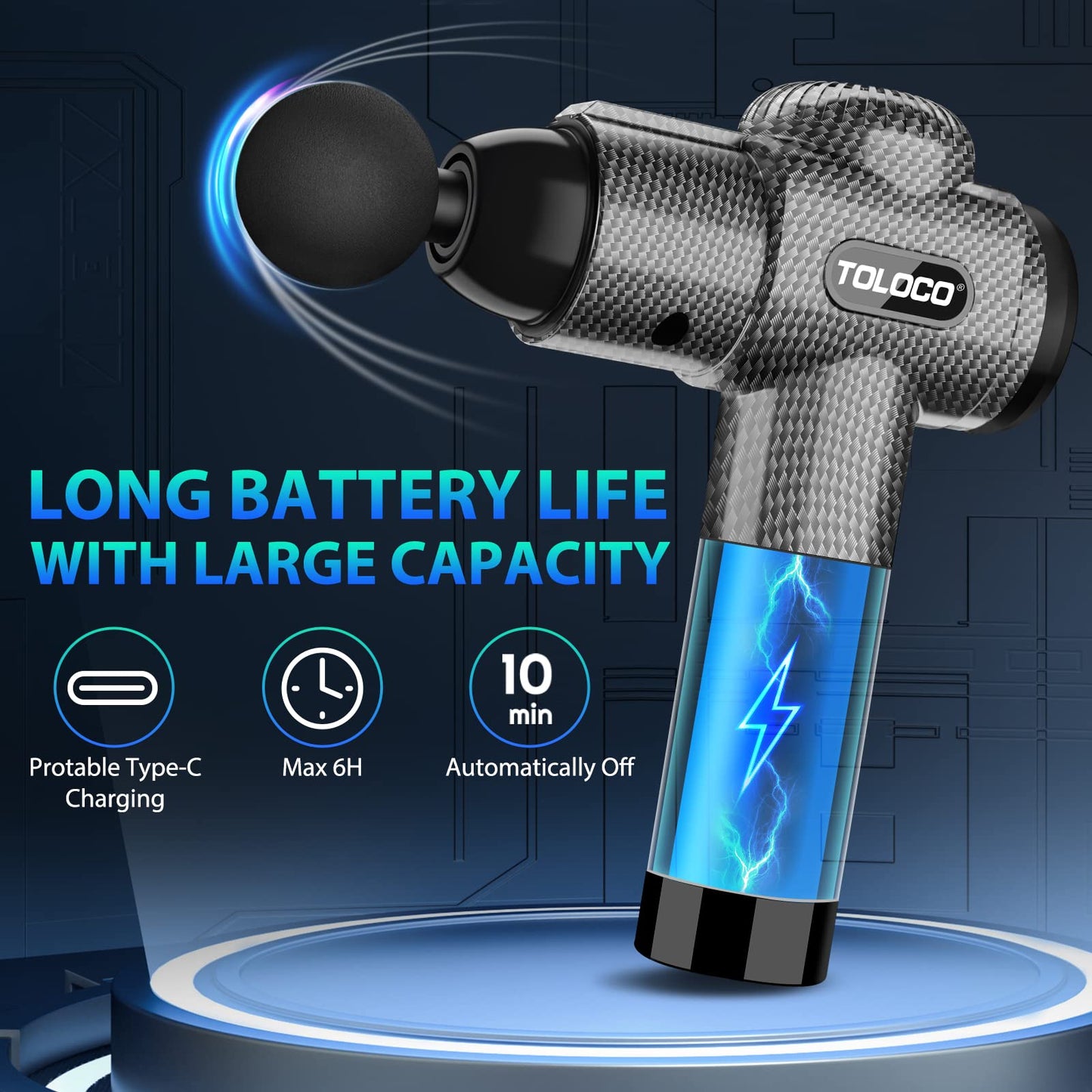 TOLOCO Massage Gun, Deep Tissue Back Massage for Athletes for Pain Relief, Percussion Massager with 10 Massages Heads & Silent Brushless Motor, Christmas Gifts for Women, Men, Black