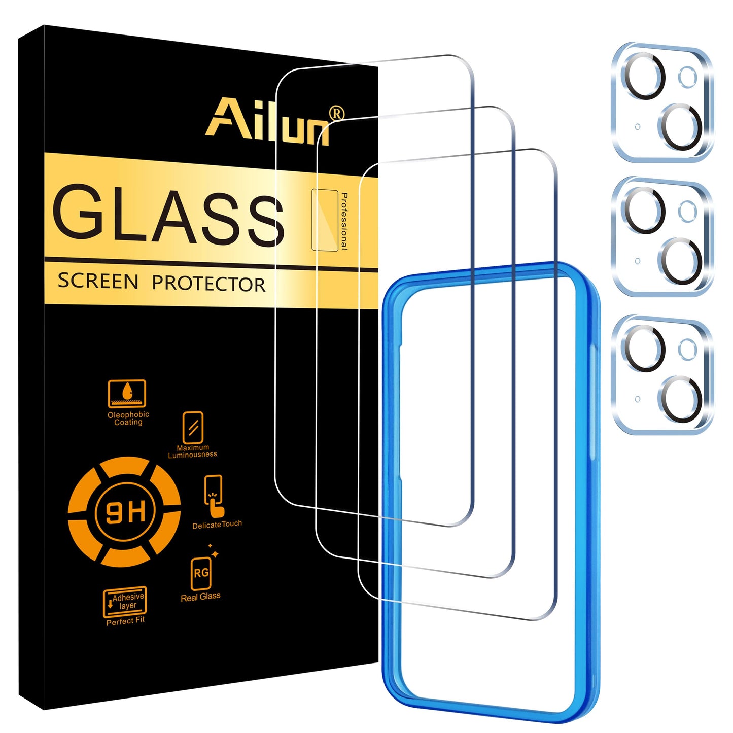 Ailun 3 Pack Screen Protector for iPhone 17 Pro Max [6.9 inch] + 3 Pack Camera Lens Protector with Installation Frame,Dynamic Island Compatible,Case Friendly[Not for iPhone 17/17 Pro/iPhone Air]