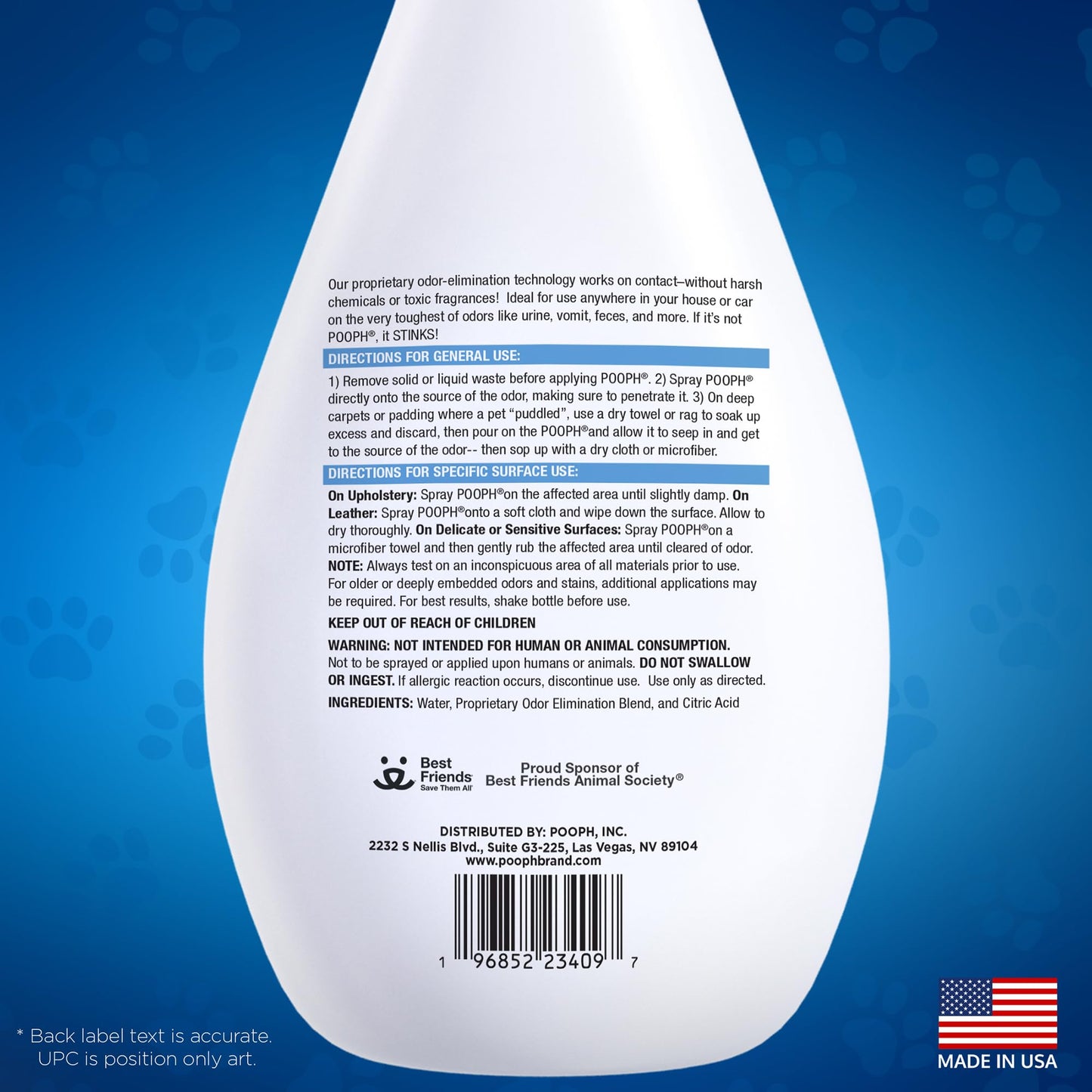 POOPH® Pet Odor Eliminator – 32 fl oz Bottle – Organic, NO Fragrances, NO Harsh Chemicals – Fast, Safe and Effective, Works On-Contact! For Home, Auto, Upholstery, Furniture – Safe for Pets & People
