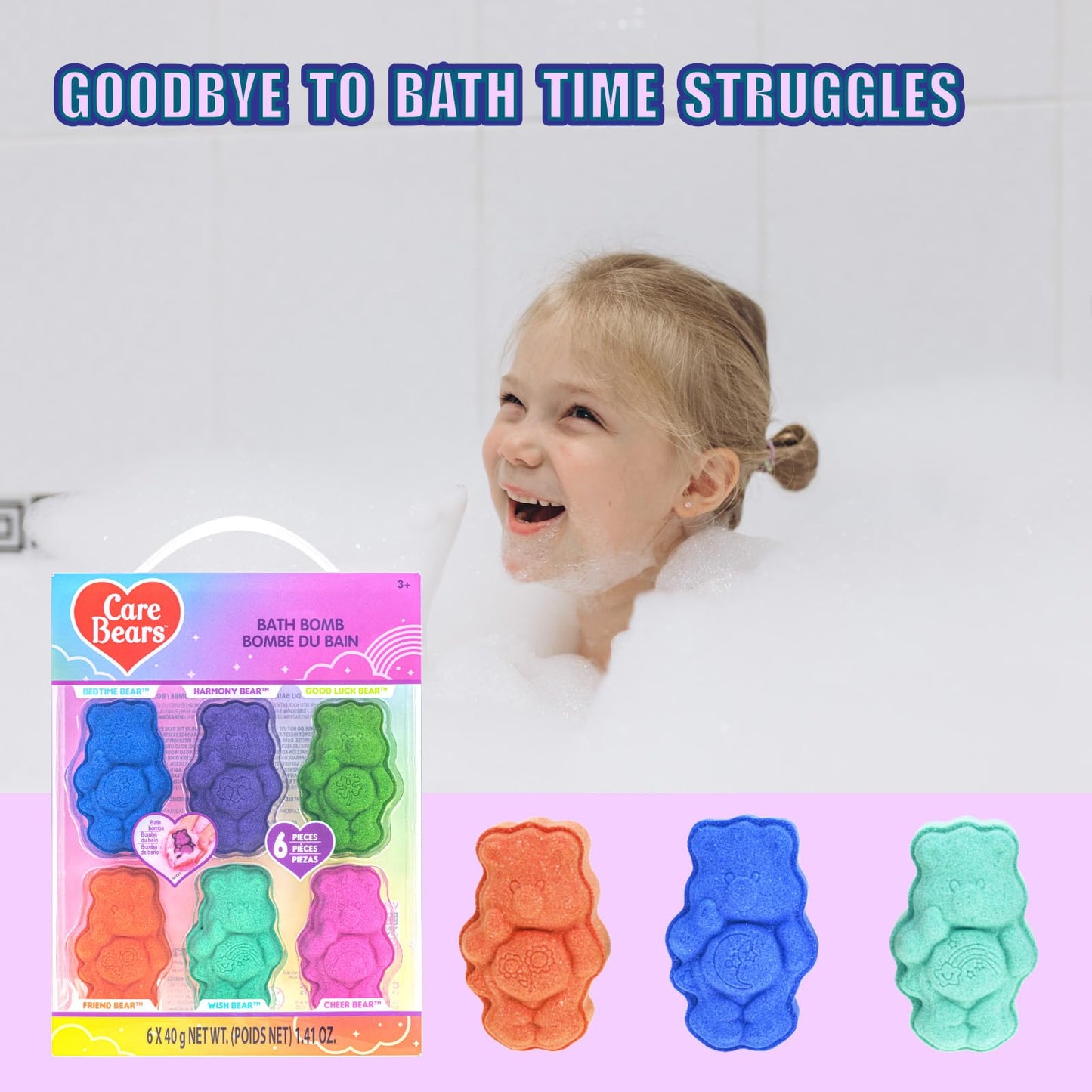 Hot Wheels 6 Piece Bath Bombs for Kids, Bubble Gum Scented, Bath Toys for Kids, Ages 3+, by Townley Girl