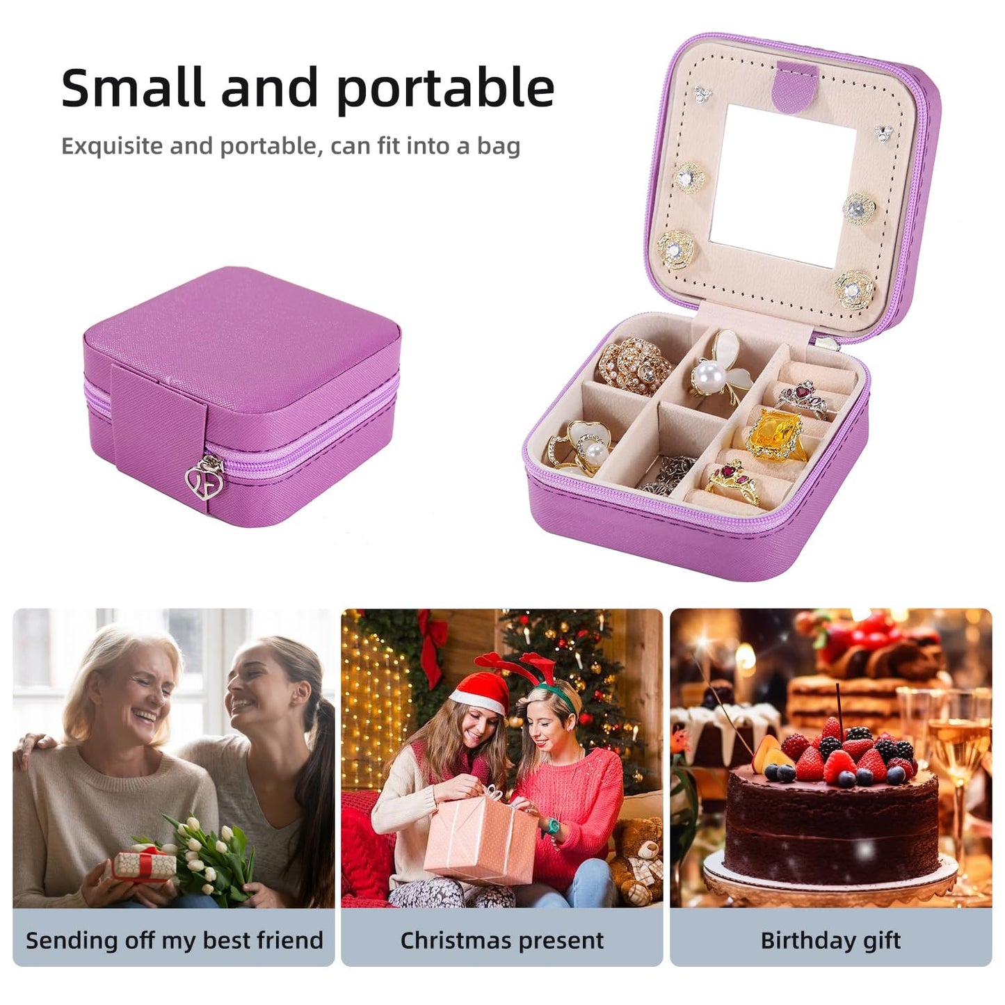 KElofoN Travel jewelry case Travel jewelry box Travel Jewelry Organizer Small box Gift for Girls Women with Mirror(Green)