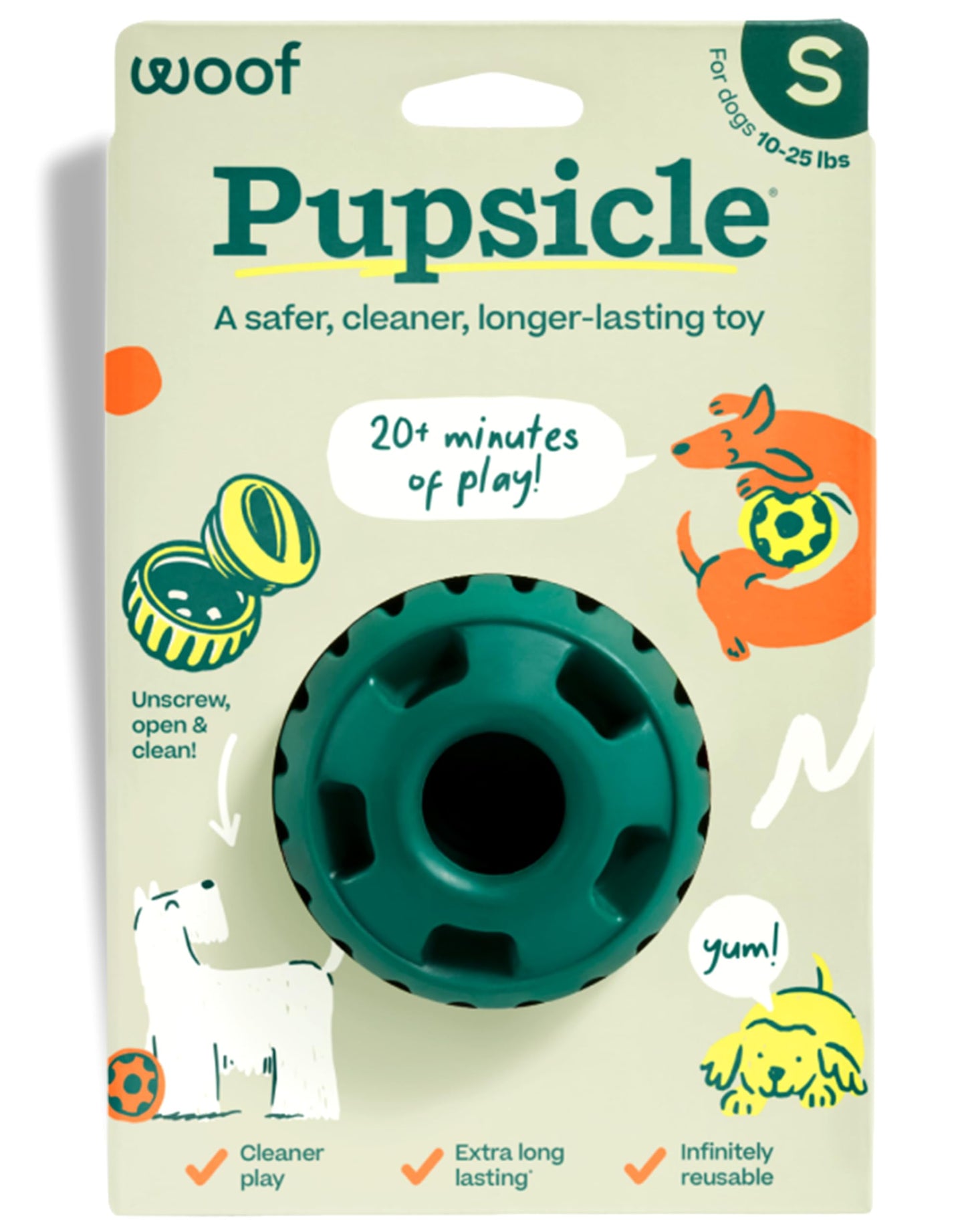 WOOF Pupsicle - Long-Lasting Interactive Dog Toy to Keep Your Pup Busy and Distracted - Safe for Dogs - Low-Mess Design - Dog Toys for Medium and Large Dogs 25-75 lbs