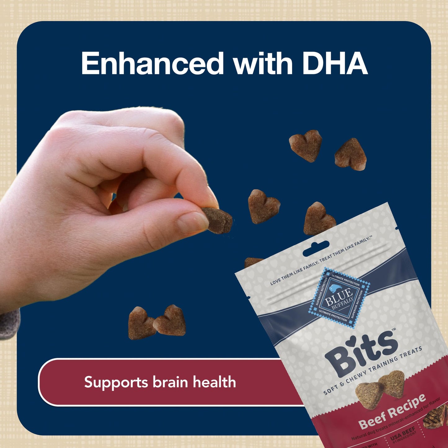 Blue Buffalo Bits Soft Dog Treats for Training, Made With Natural Ingredients & Enhanced with DHA, Chicken Recipe, 19-oz Bag