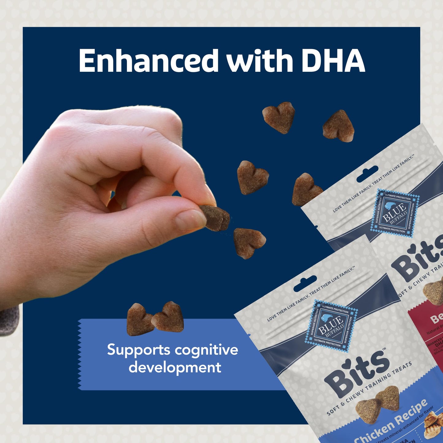 Blue Buffalo Bits Soft Dog Treats for Training, Made With Natural Ingredients & Enhanced with DHA, Chicken Recipe, 19-oz Bag