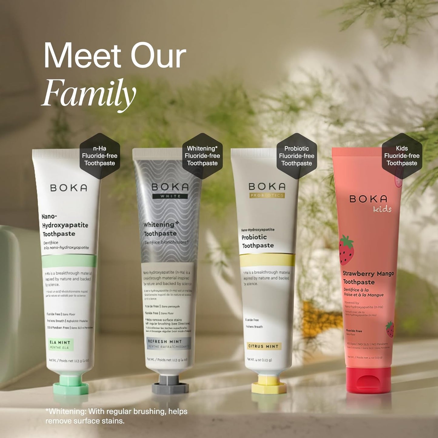 Boka Fluoride Free Toothpaste, Nano Hydroxyapatite Toothpaste, Appropriate for Sensitive Teeth - for Adult, Kids Oral Care - Ela Mint Flavor, 4 Fl Oz 1Pk US Manufactured