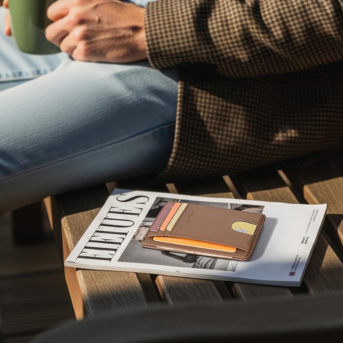 Buffway Slim Minimalist Front Pocket RFID Blocking Leather Wallets for Men and Women - Alaska Black