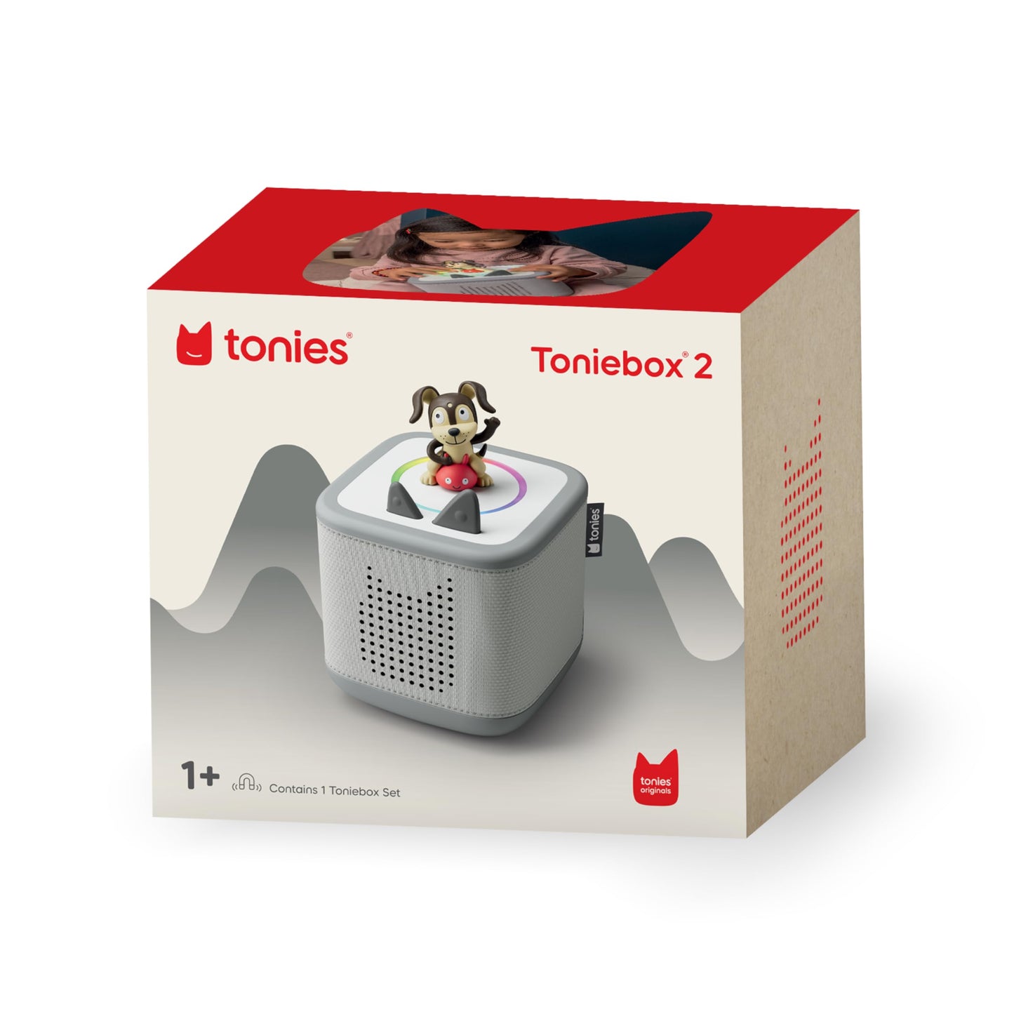 Toniebox 2 Audio Player Starter Set for Kids 1+ with Playtime Puppy - Sunset Red