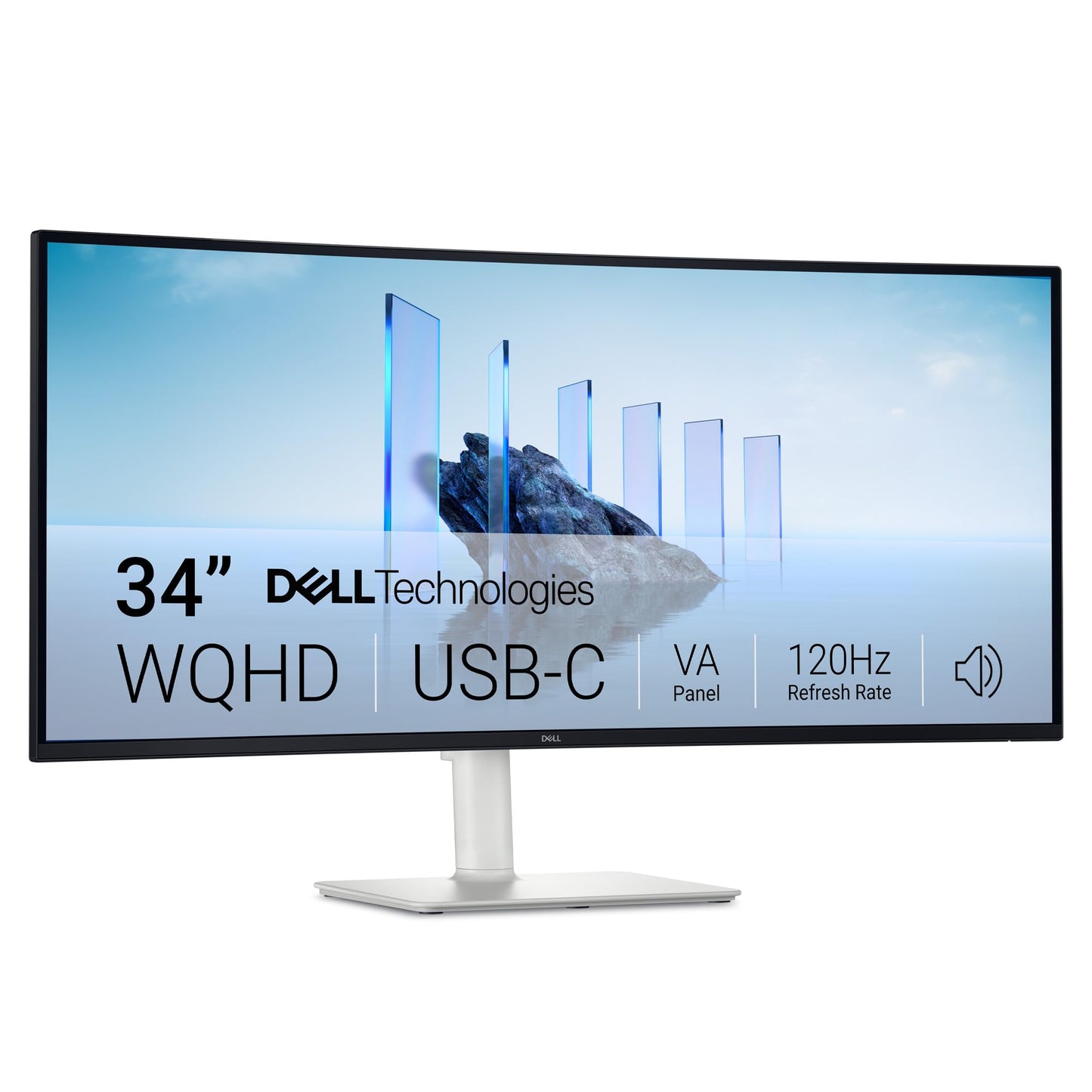 Dell 27 Plus 4K USB-C Monitor - S2725QC - 27-inch 4K (3840 x 2160) 120Hz 16:9 Display, AMD FreeSync Premium, sRGB 99%, Integrated Speakers, 1500:1 Contrast Ratio, Comfortview Plus - Ash White