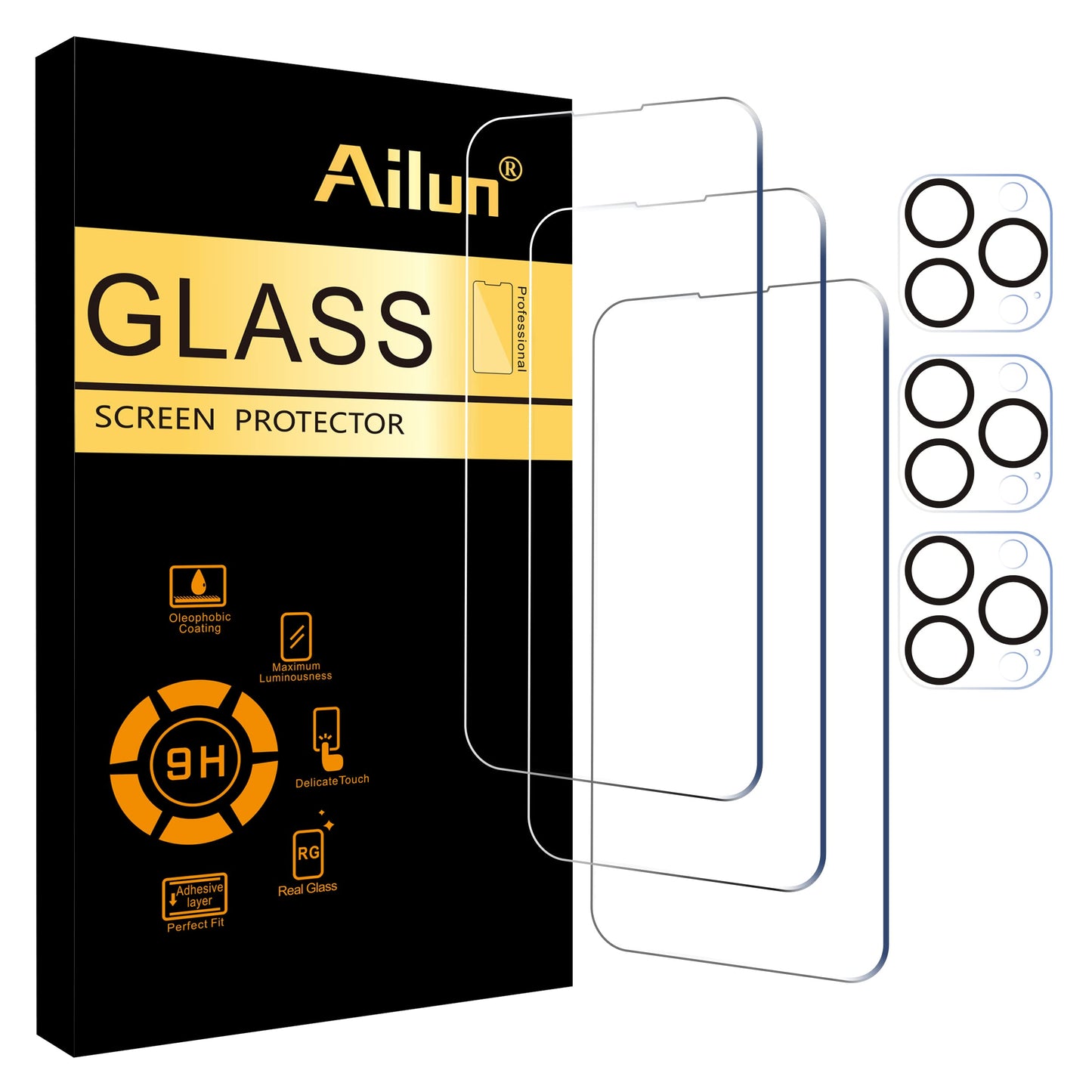 Ailun 3 Pack Screen Protector for iPhone 17 Pro Max [6.9 inch] + 3 Pack Camera Lens Protector with Installation Frame,Dynamic Island Compatible,Case Friendly[Not for iPhone 17/17 Pro/iPhone Air]