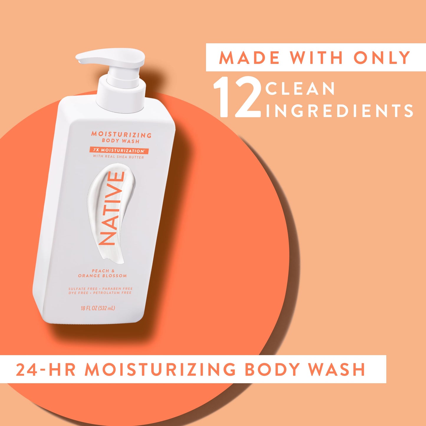 Native Moisturizing Body Wash Contains Naturally Derived Ingredients | for Women & Men, Sulfate, Paraben, & Dye Free Leaving Skin Soft & Hydrated | Cocoa Butter & Vanilla 18 oz