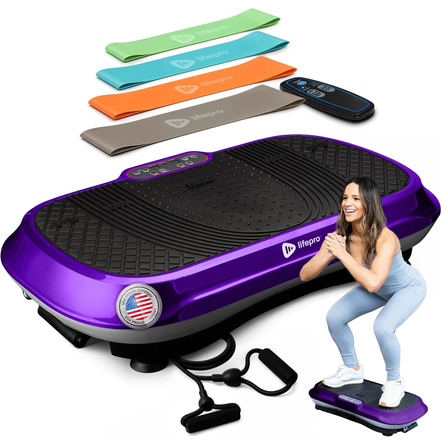 Lifepro Waver Vibration Plate Exercise Machine for Lymphatic Drainage, Muscle Activation, Full-Body Workout Vibrating Platform with Loop Bands, Fitness Equipment for Strength Toning & Fat Loss