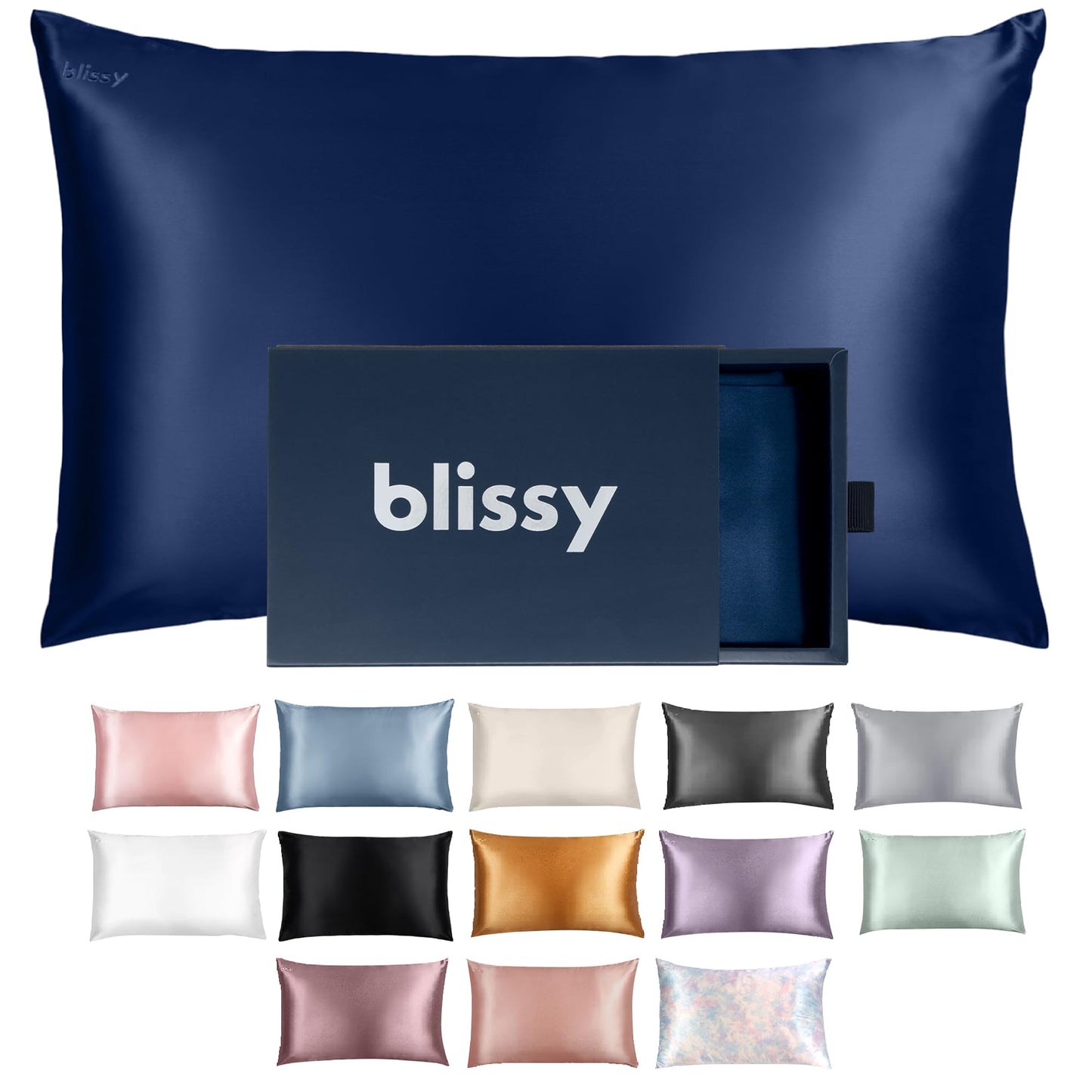 Blissy Silk Pillowcase - 100% Pure Mulberry Silk - 22 Momme 6A High-Grade Fibers - Silk Pillow Cover for Hair & Skin - Regular, Queen & King (Blissy White, Standard)