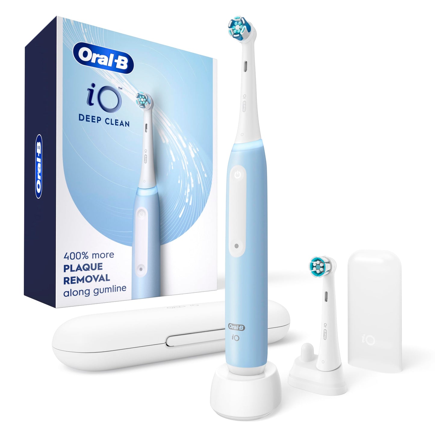 Oral-B iO Deep Clean Rechargeable Electric Powered Toothbrush, Black with iO Series 3 Limited, 2 Brush Heads and Travel Case - Pressure Sensor to Protect Gums - 3 Cleaning Settings - 2 Minute Timer