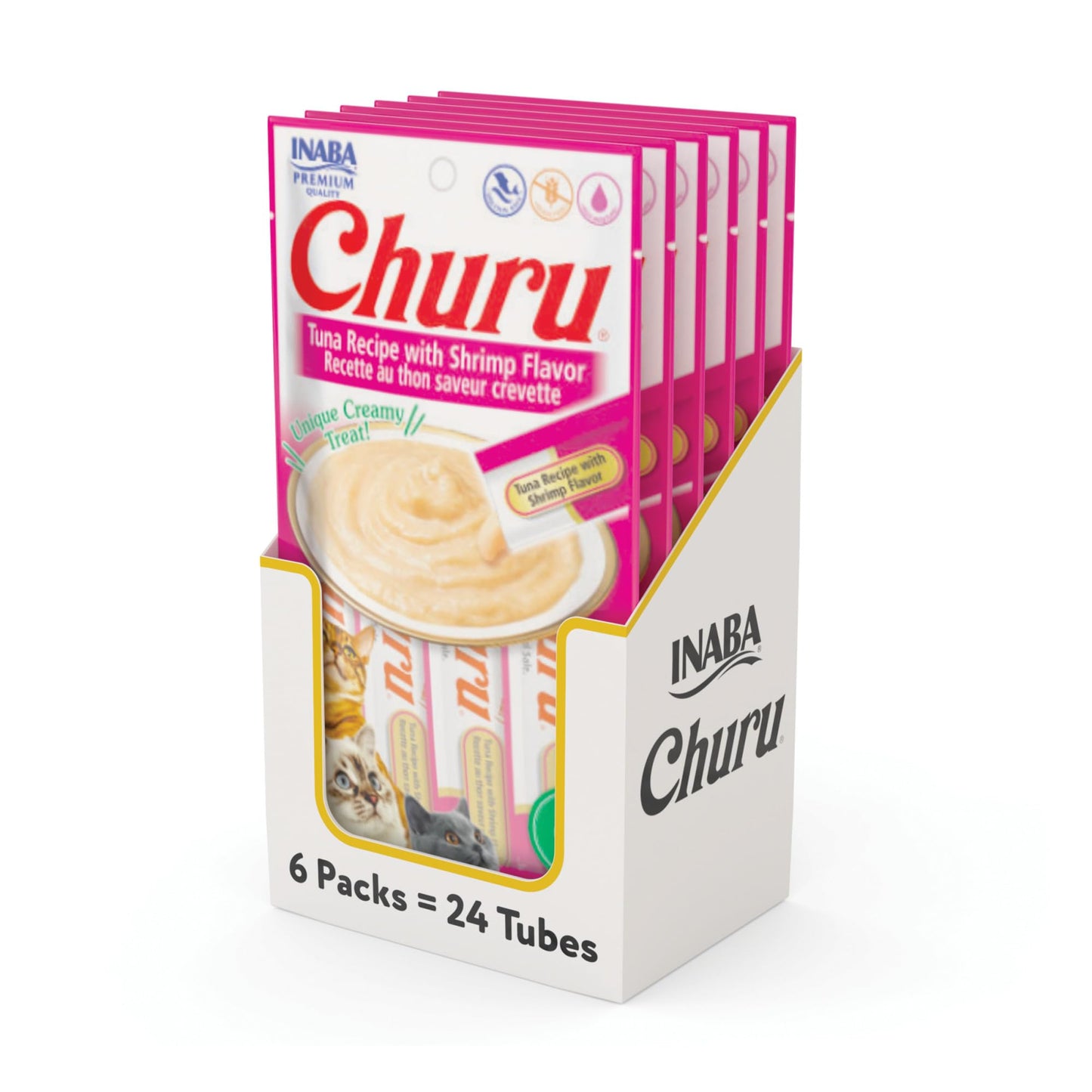 INABA Churu Cat Treats, Grain-Free, Lickable, Squeezable Creamy Purée Cat Treat/Topper, 60 Servings, Chicken Variety Box