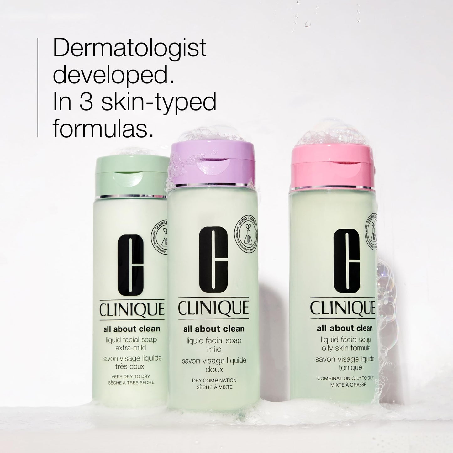 Clinique 3-Step All About Clean Liquid Gentle Facial Cleanser Soap For Dry Combination Skin | Type 2