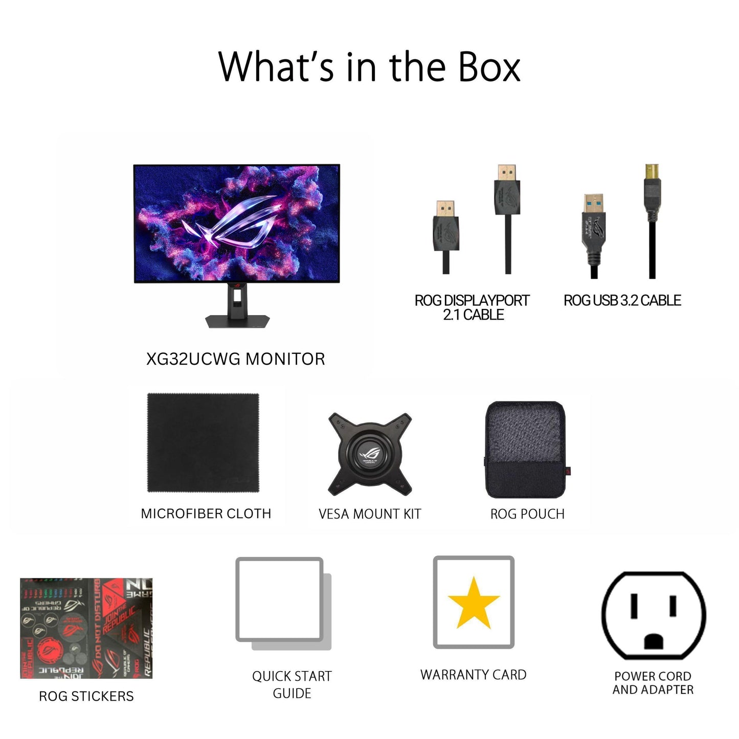 ASUS ROG Strix 32” 4K OLED Gaming Monitor (XG32UCWG) - TrueBlack Glossy OLED, Dual Mode (4K@165Hz, FHD@330Hz), 0.03ms, G-SYNC Compatible, Neo Proximity Sensor, USB-C, HDMI 2.1, 3 yr Warranty